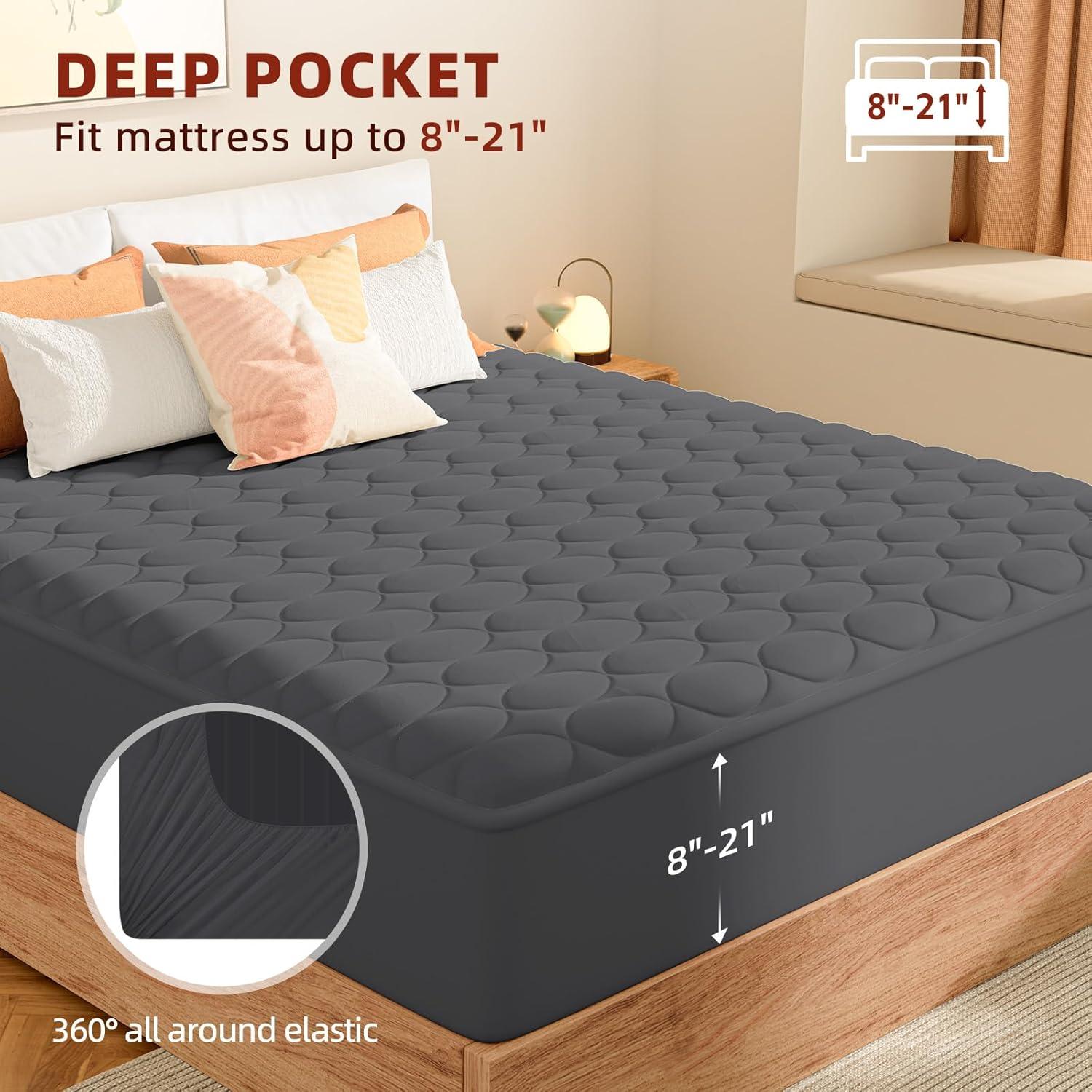 Funda de colchón calefactable MASVIS Queen gris con control dual