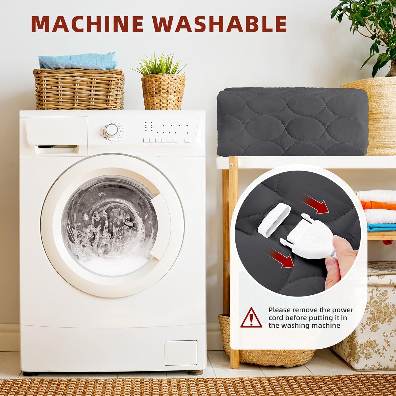 Funda de colchón calefactable MASVIS Queen gris con control dual