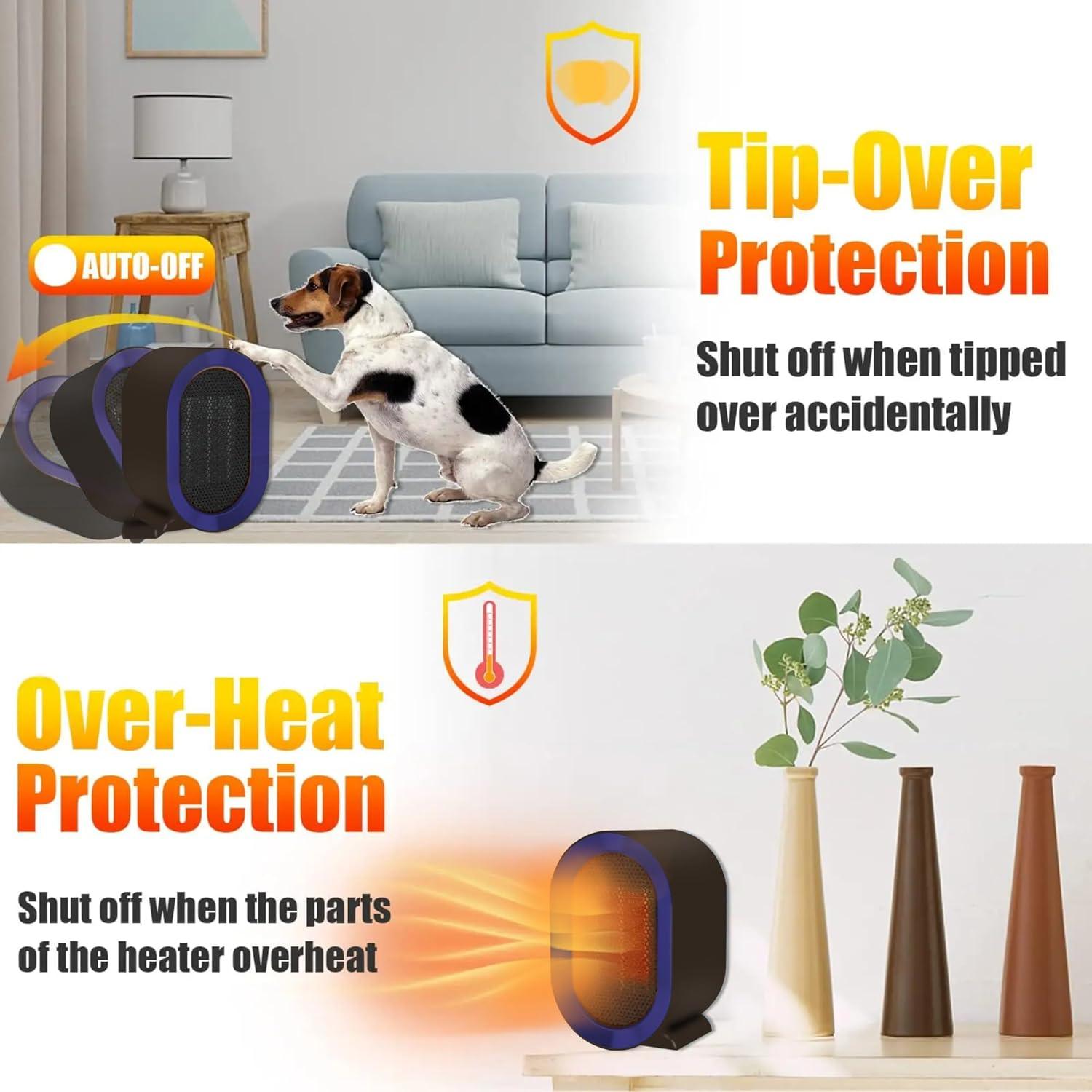 Calentador Eléctrico Portátil Huihong PTC Morado 0.93kg