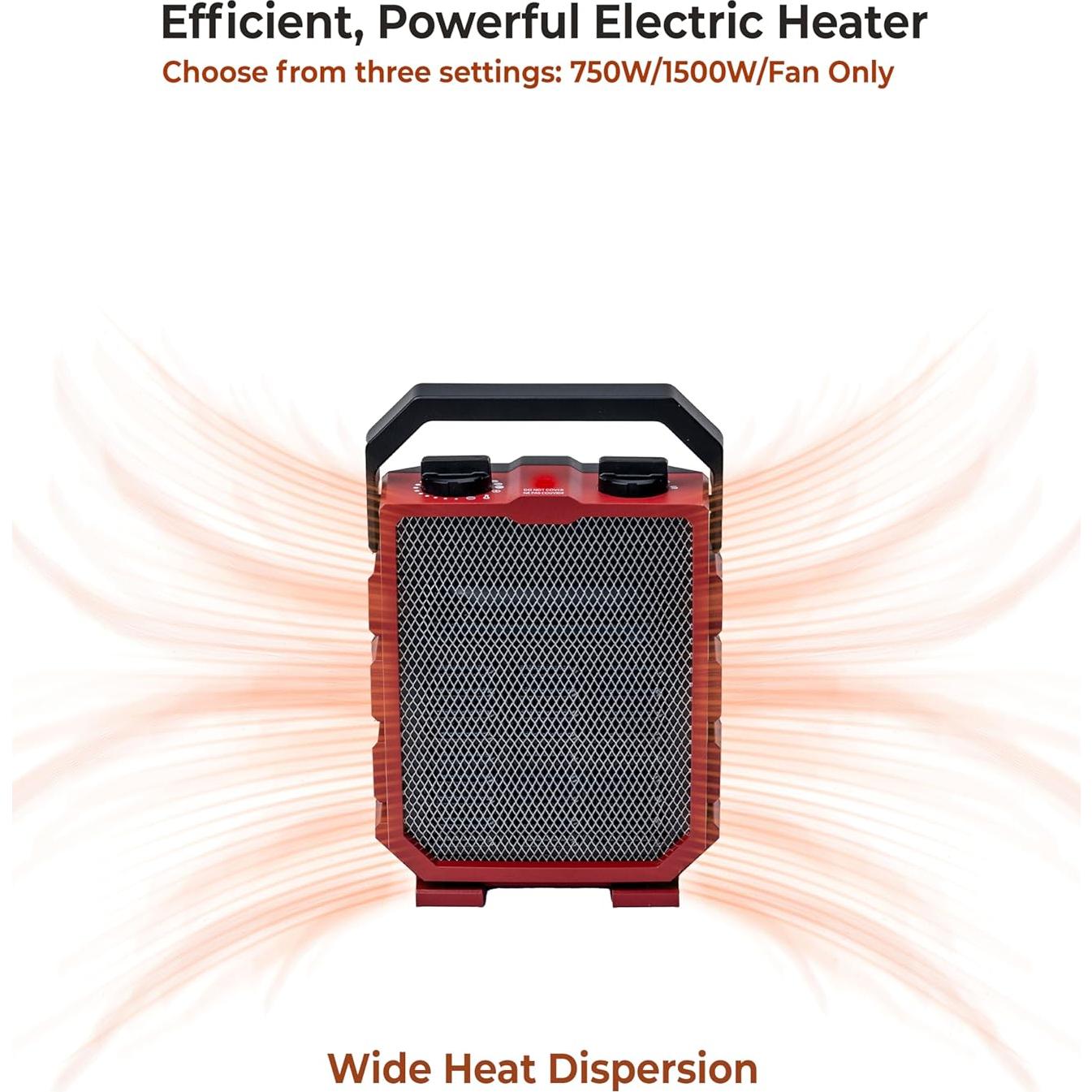 Calentador Eléctrico Comfort Zone CZ12825 - 120V, 2.27kg, Rojo