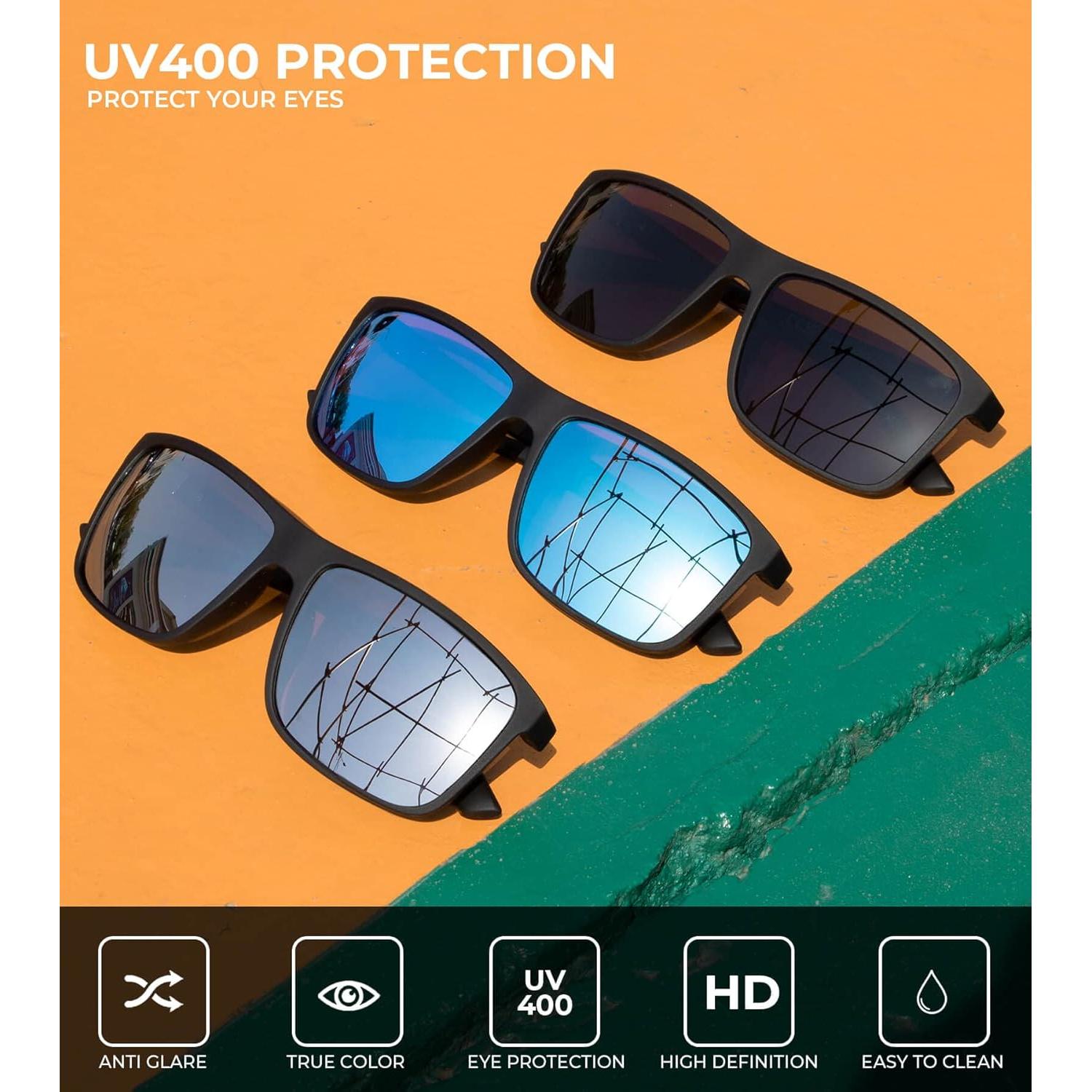 Gafas de sol polarizadas KALIYADI unisex 3 paquetes UV