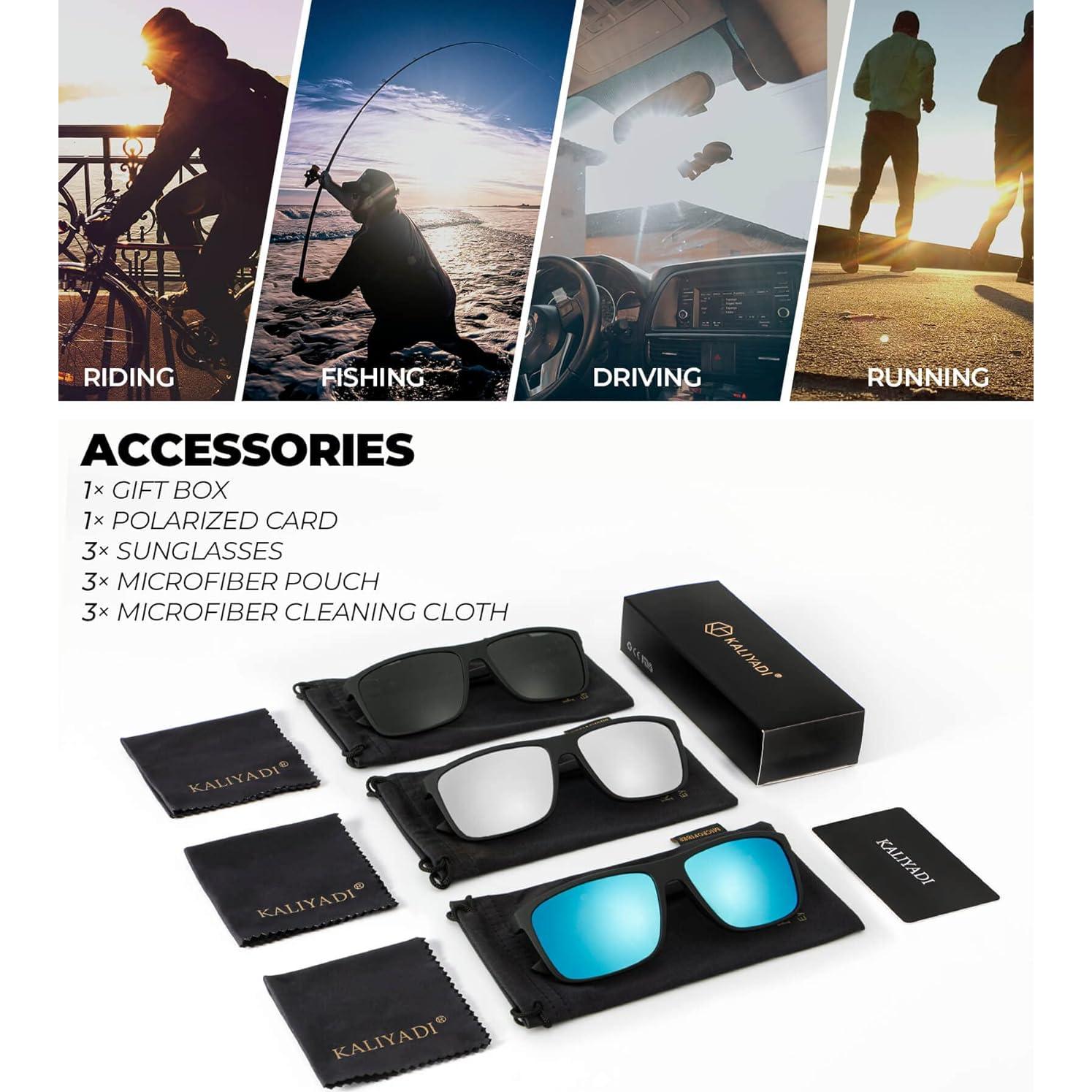 Gafas de sol polarizadas KALIYADI unisex 3 paquetes UV