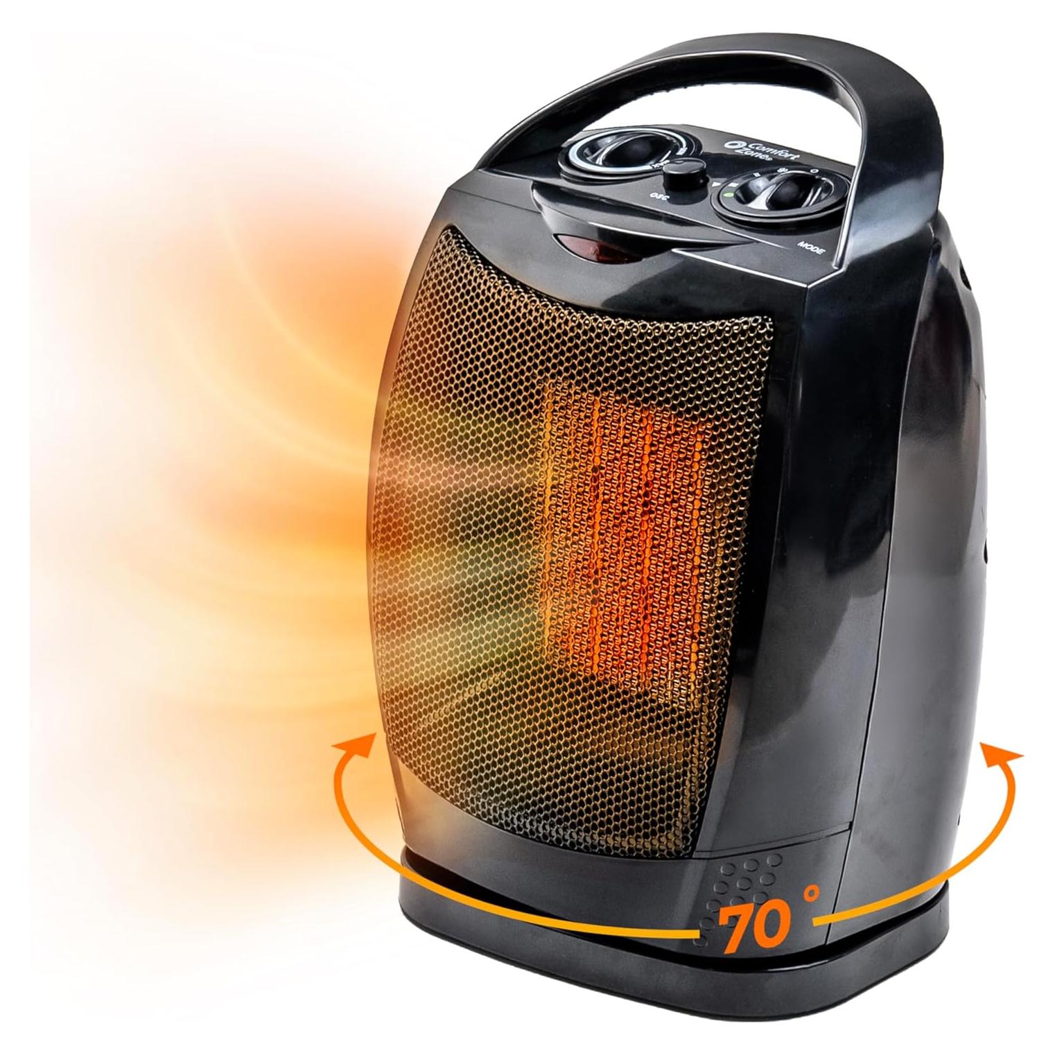 Calentador de Espacio Comfort Zone CZ449E 1500W Oscilante Negro