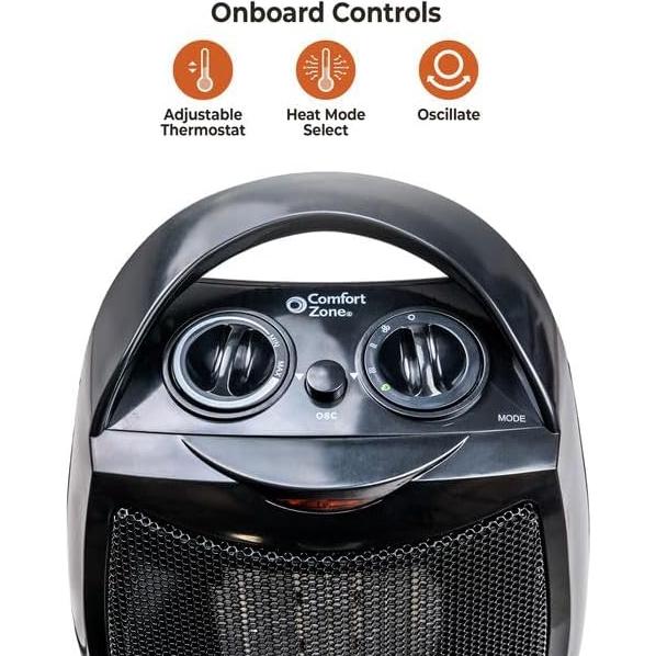 Calentador de Espacio Comfort Zone CZ449E 1500W Oscilante Negro
