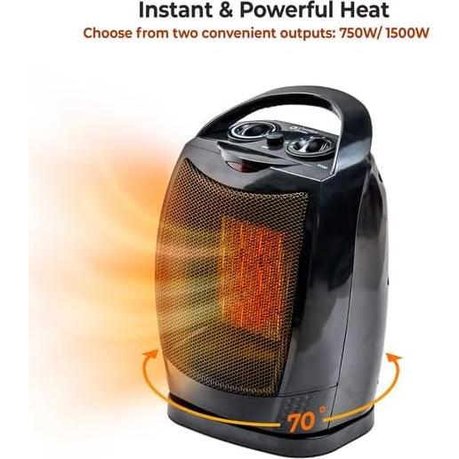 Calentador de Espacio Comfort Zone CZ449E 1500W Oscilante Negro