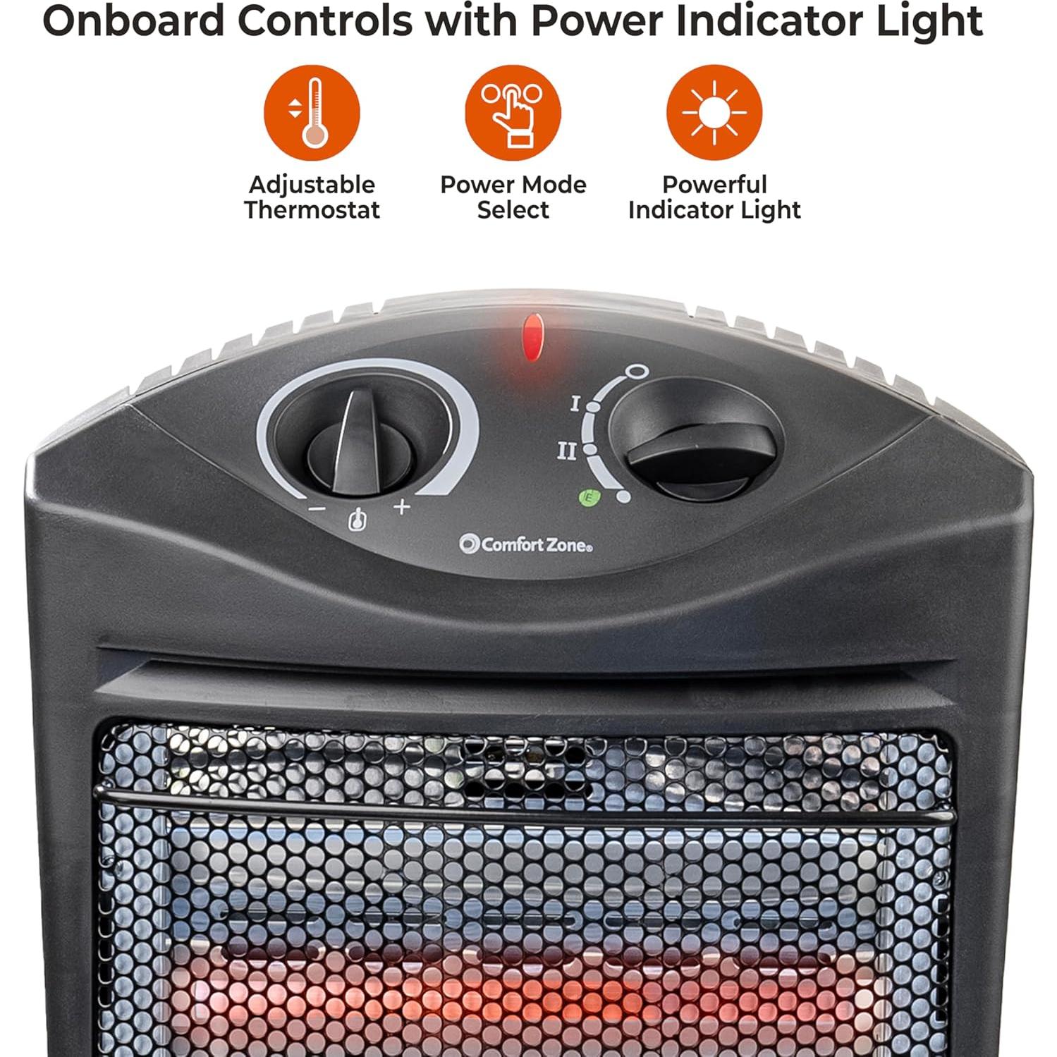 Calentador Eléctrico Portátil Comfort Zone CZQTV008EBK 2.95kg