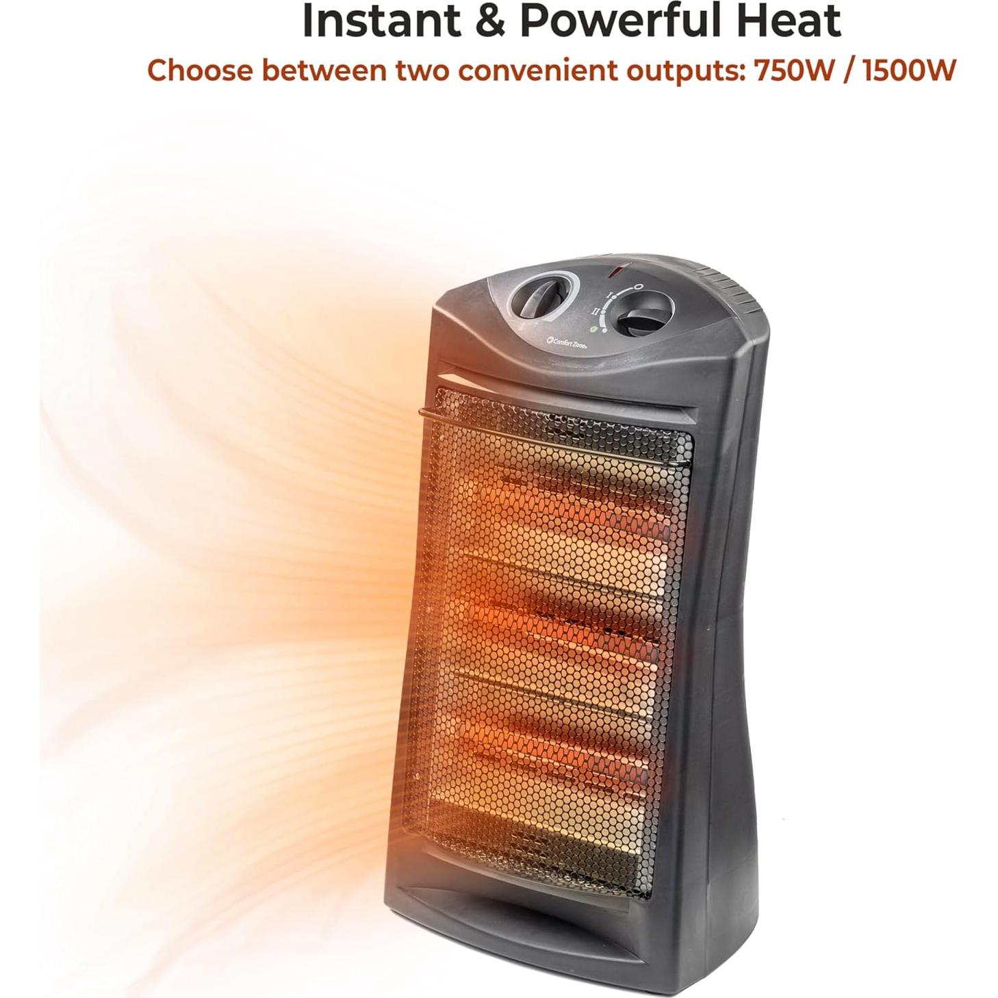 Calentador Eléctrico Portátil Comfort Zone CZQTV008EBK 2.95kg