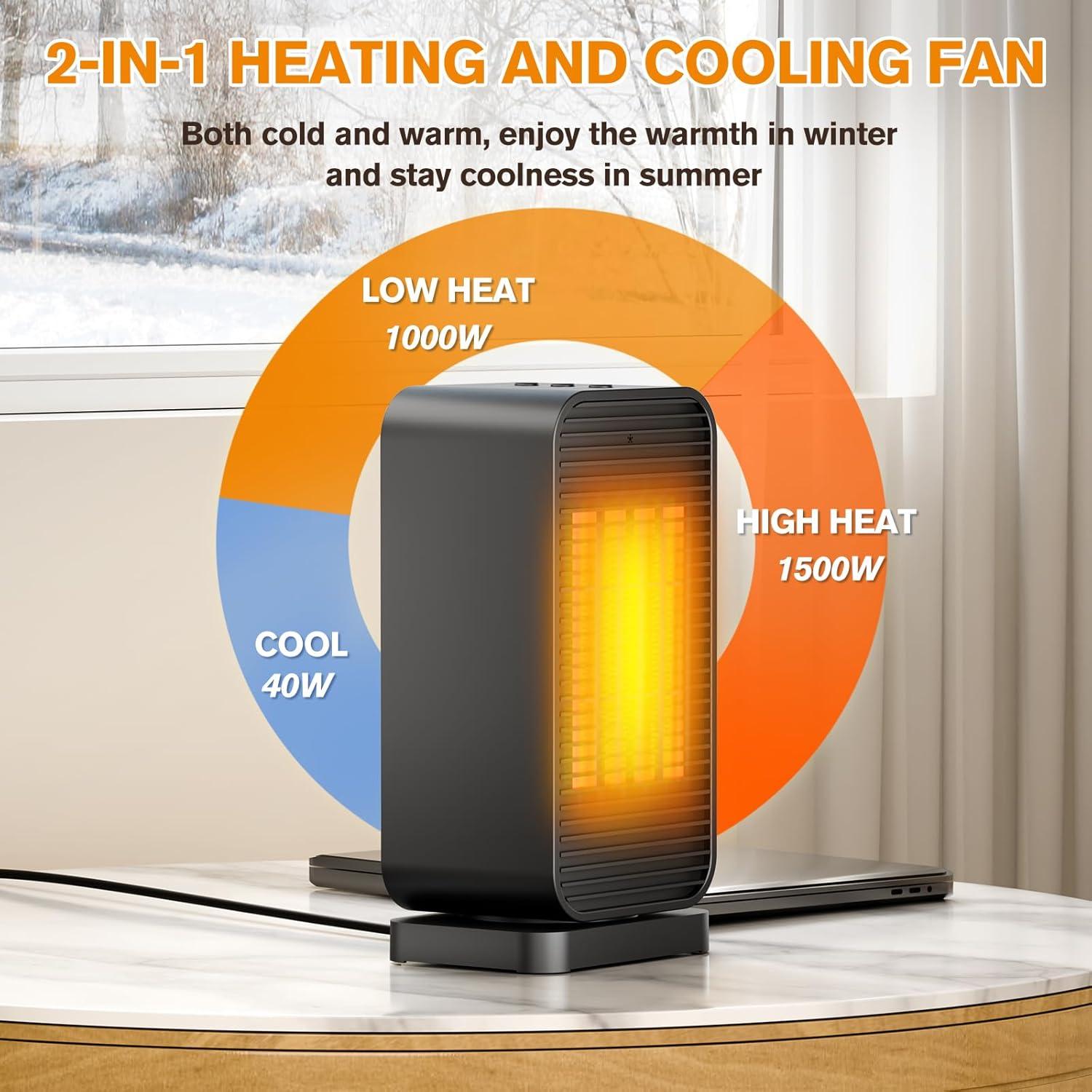 Calentador Eléctrico Portátil FLOWBREEZE 1500W con Control Remoto