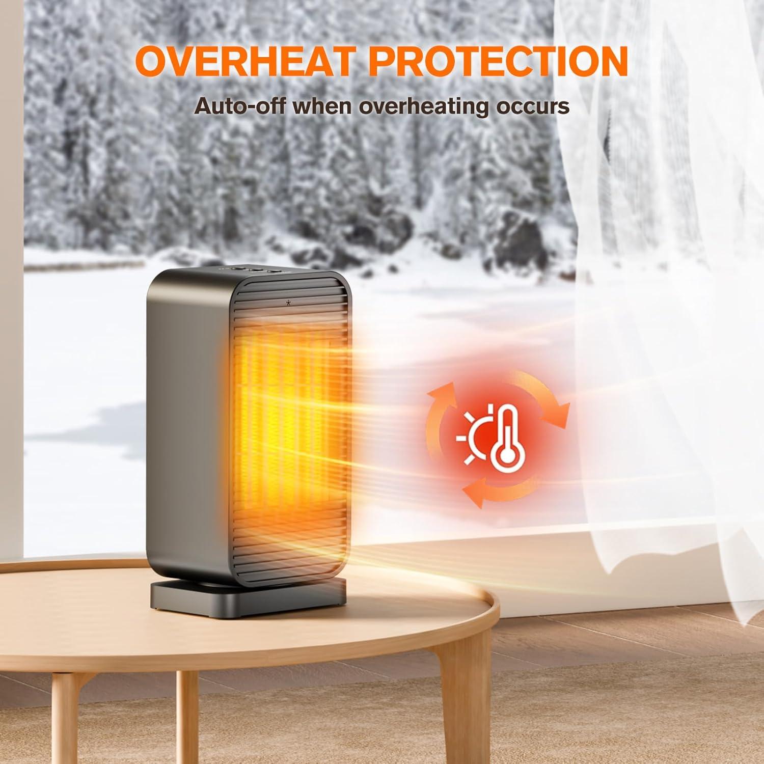 Calentador Eléctrico Portátil FLOWBREEZE 1500W con Control Remoto