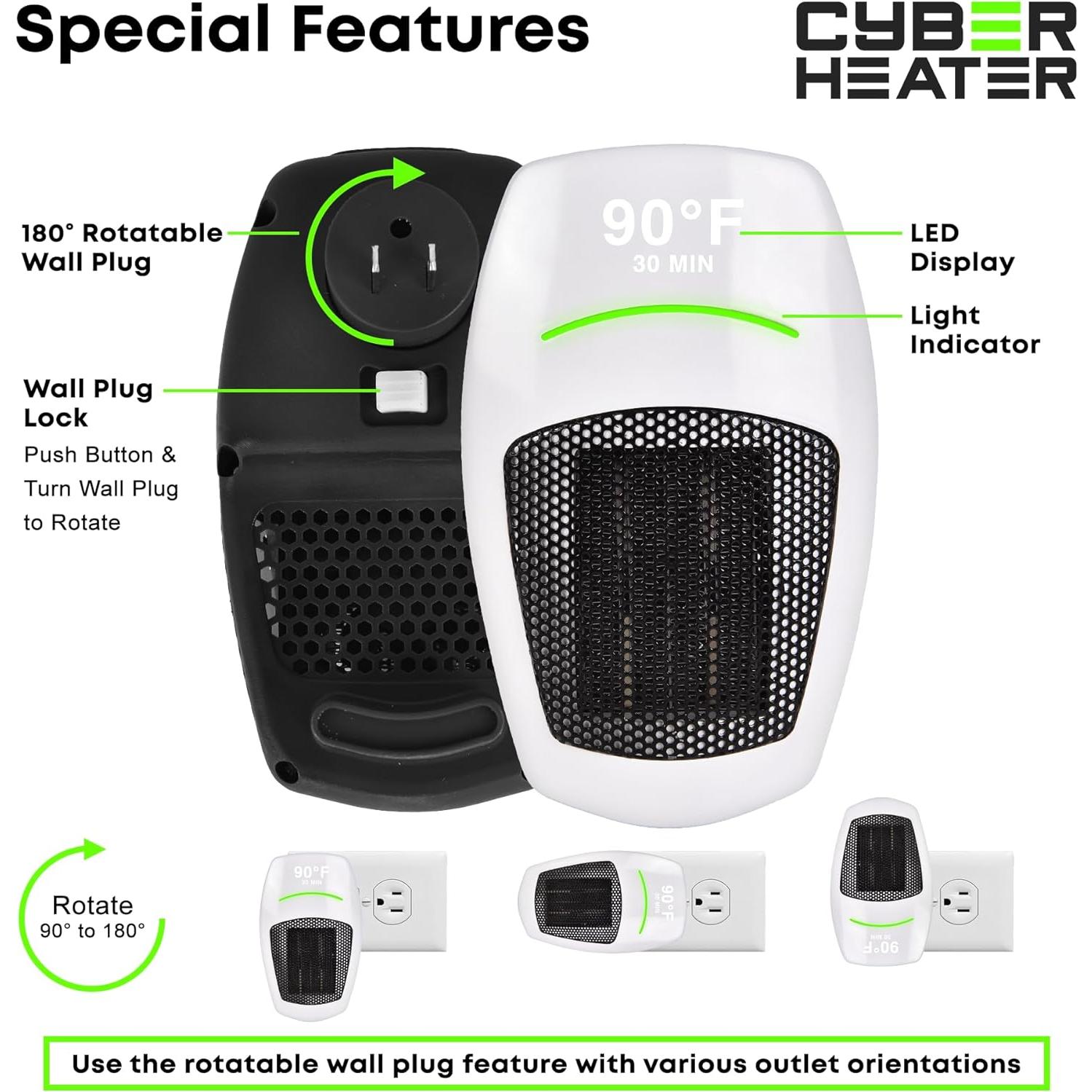 Calentador Eléctrico Cyber 500W Cerámico Compacto con Control Remoto