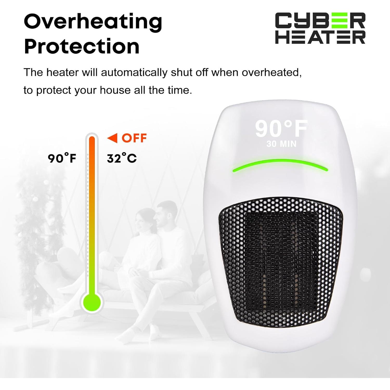 Calentador Eléctrico Cyber 500W Cerámico Compacto con Control Remoto