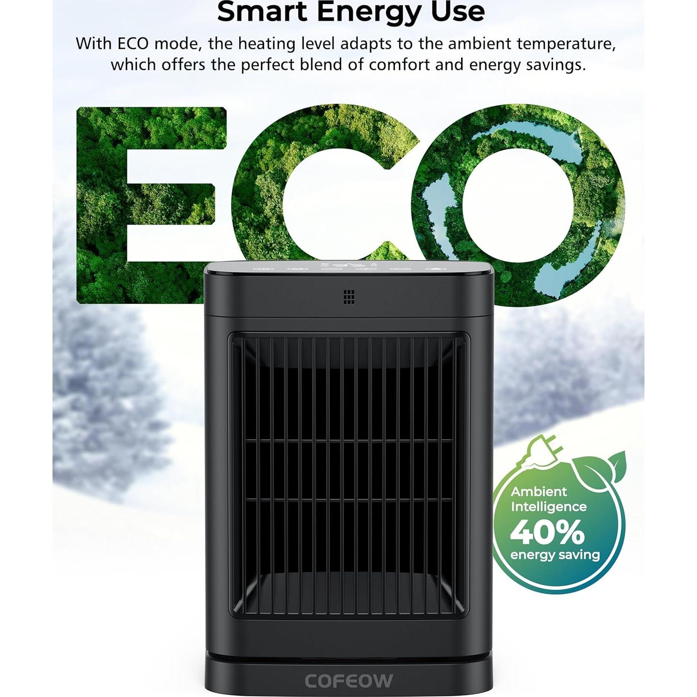 Space Heaters with Motion Sensor,Portable heaters for Indoor Use,Electric Small Heaters for Large Room Bedroom Office Garage Desk,1500W Ceramic Heating with Remote,Oscillating,Timer,Thermostat Dark