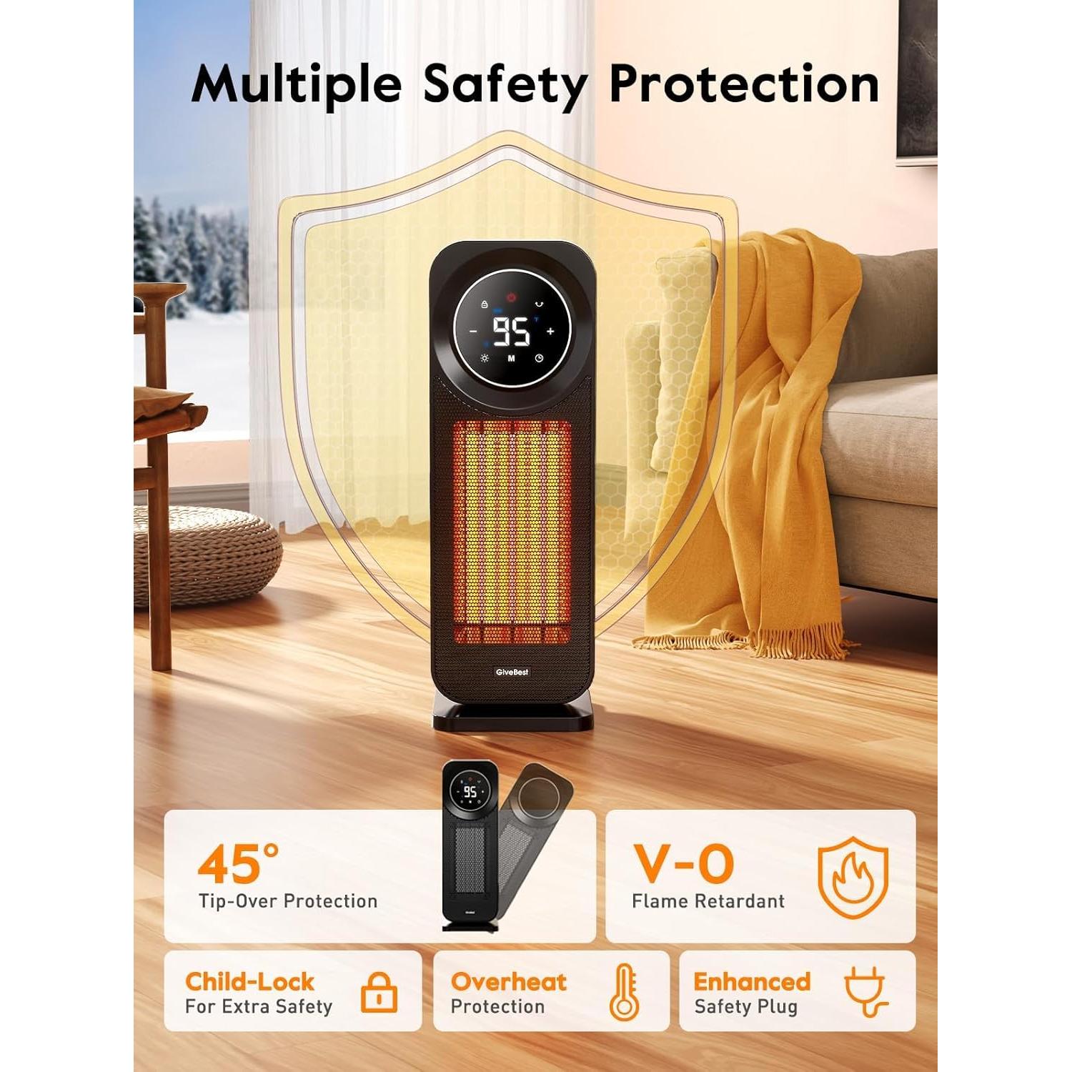 Calentador de Espacio Eléctrico GiveBest GB-KPT-40 1500W Silencioso