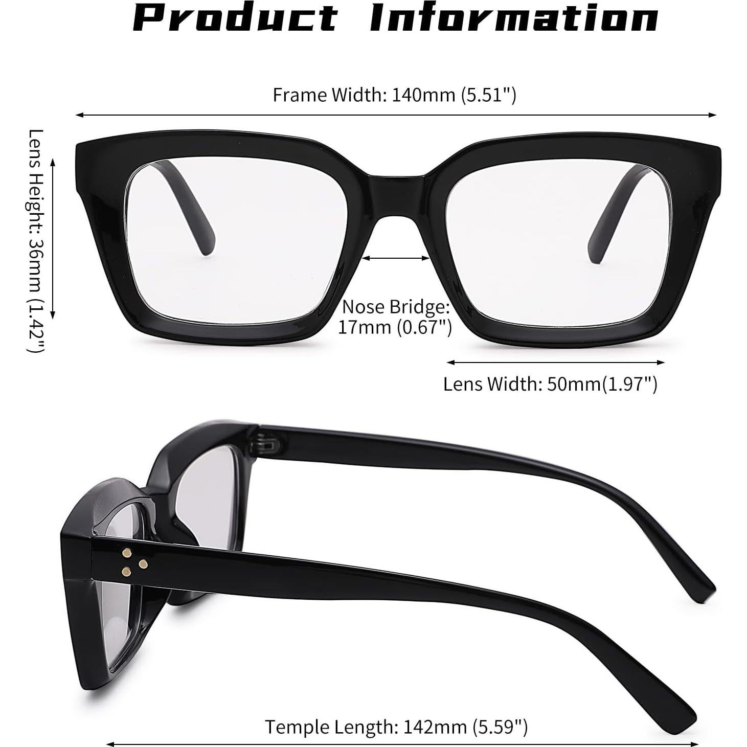 Gafas de lectura COASION Classic para mujeres marco cuadrado