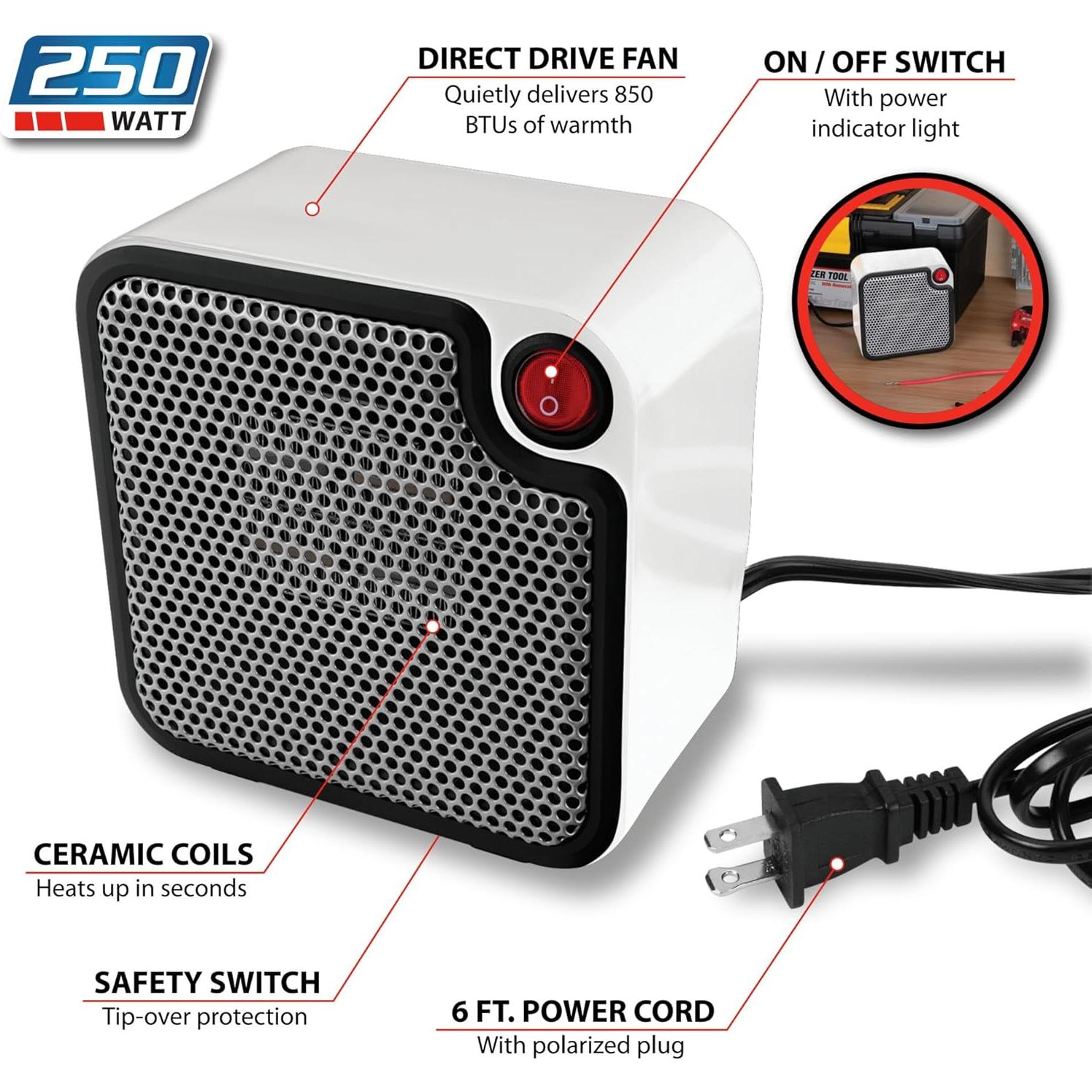 Calentador Personal Eléctrico Performance Tool W5011 250W Blanco