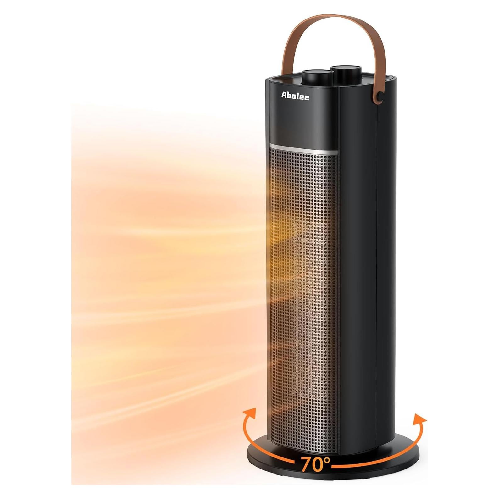 Space Heater, Electric Heater with Thermostat, 18 Inch Portable Heater with 70°Oscillation, 12H Timer, Overheating & Tip-Over Protection, Fast Safety Heat for Home, Bedroom HP1502, Black