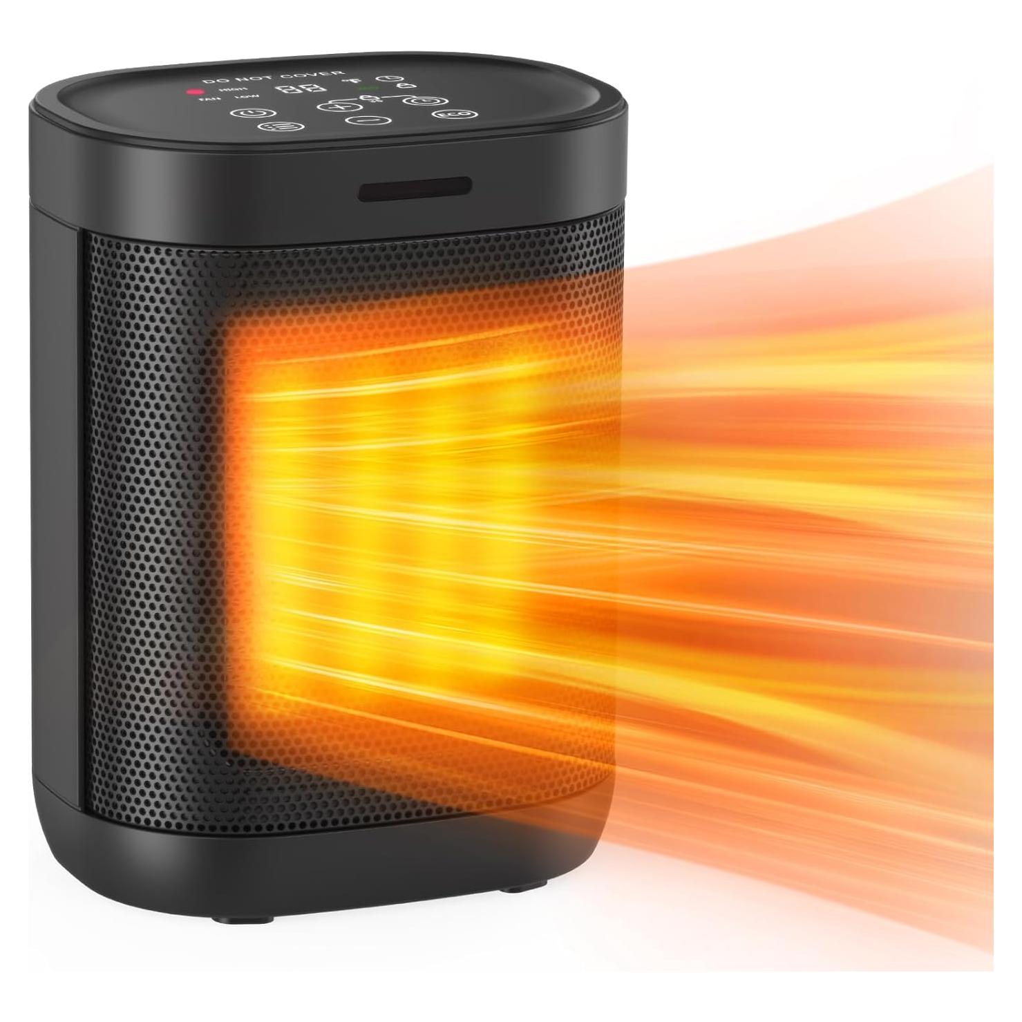 1500W Space Heater for Indoor Use, 2S Fast Heating, Electric Ceramic Heater with Thermostat, 24H Timer, Overheat & Tip-over Protection, for Office Bedroom Use