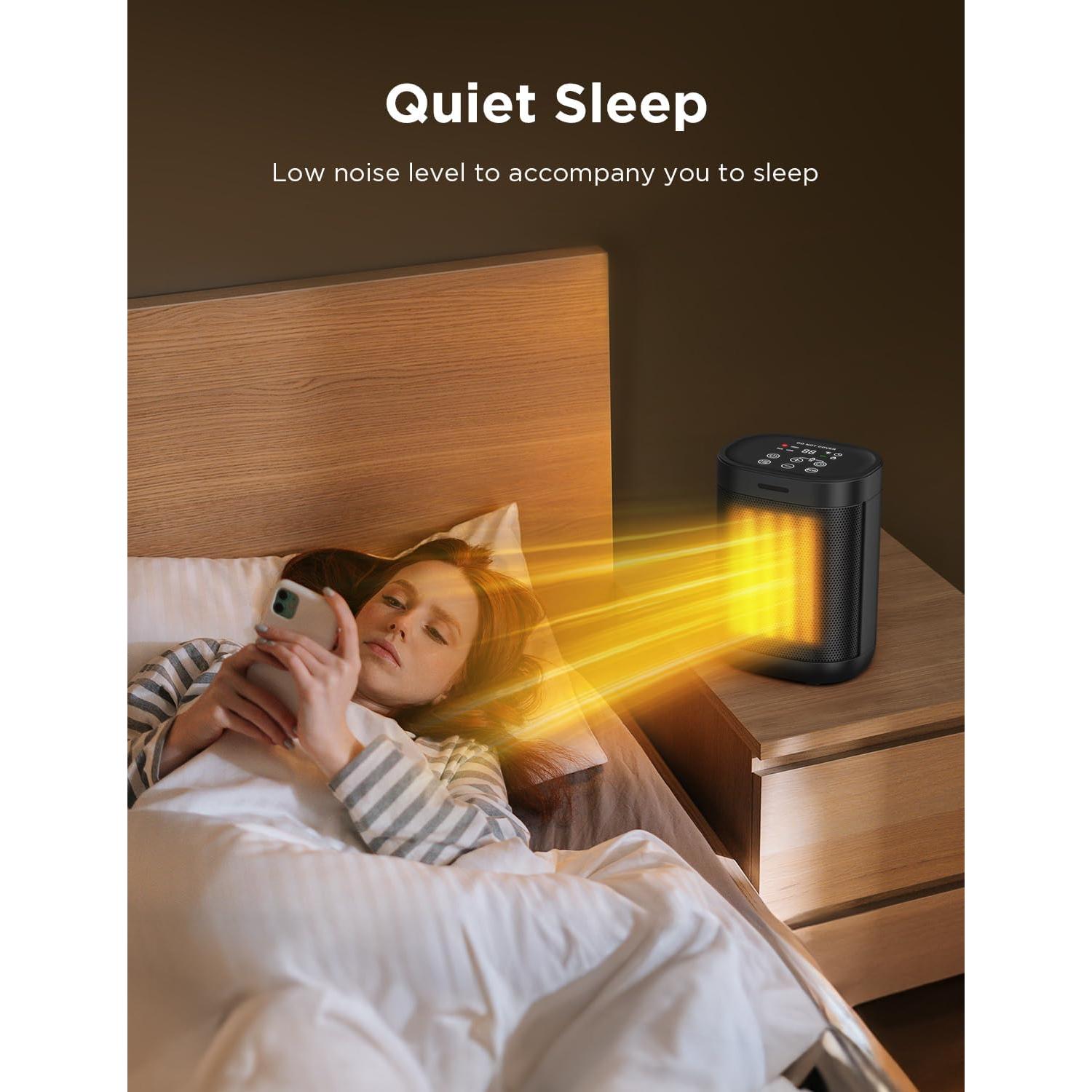 1500W Space Heater for Indoor Use, 2S Fast Heating, Electric Ceramic Heater with Thermostat, 24H Timer, Overheat & Tip-over Protection, for Office Bedroom Use