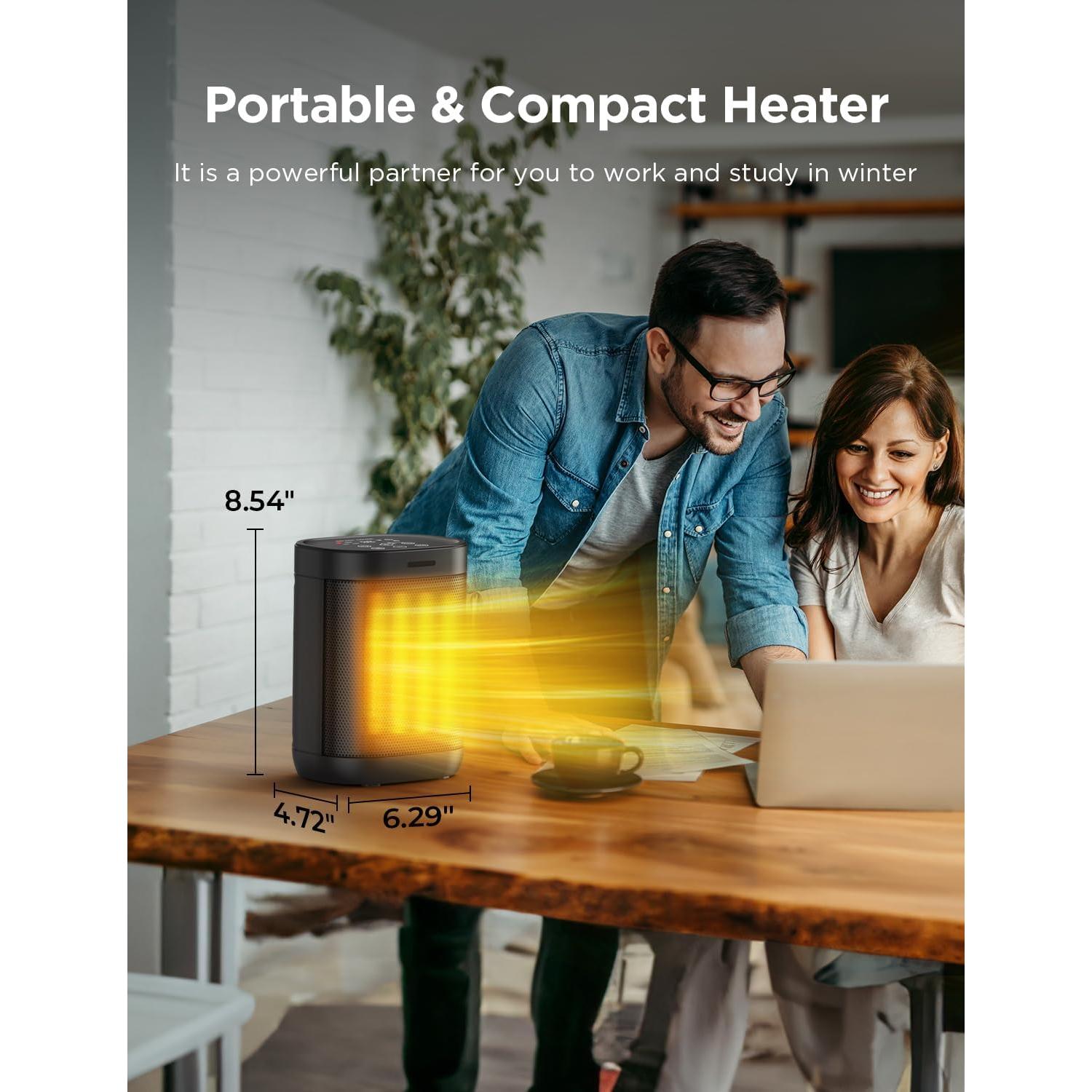 1500W Space Heater for Indoor Use, 2S Fast Heating, Electric Ceramic Heater with Thermostat, 24H Timer, Overheat & Tip-over Protection, for Office Bedroom Use