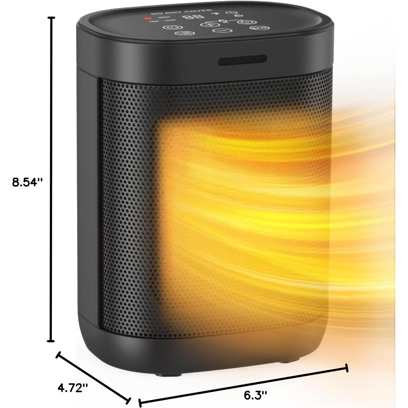 1500W Space Heater for Indoor Use, 2S Fast Heating, Electric Ceramic Heater with Thermostat, 24H Timer, Overheat & Tip-over Protection, for Office Bedroom Use