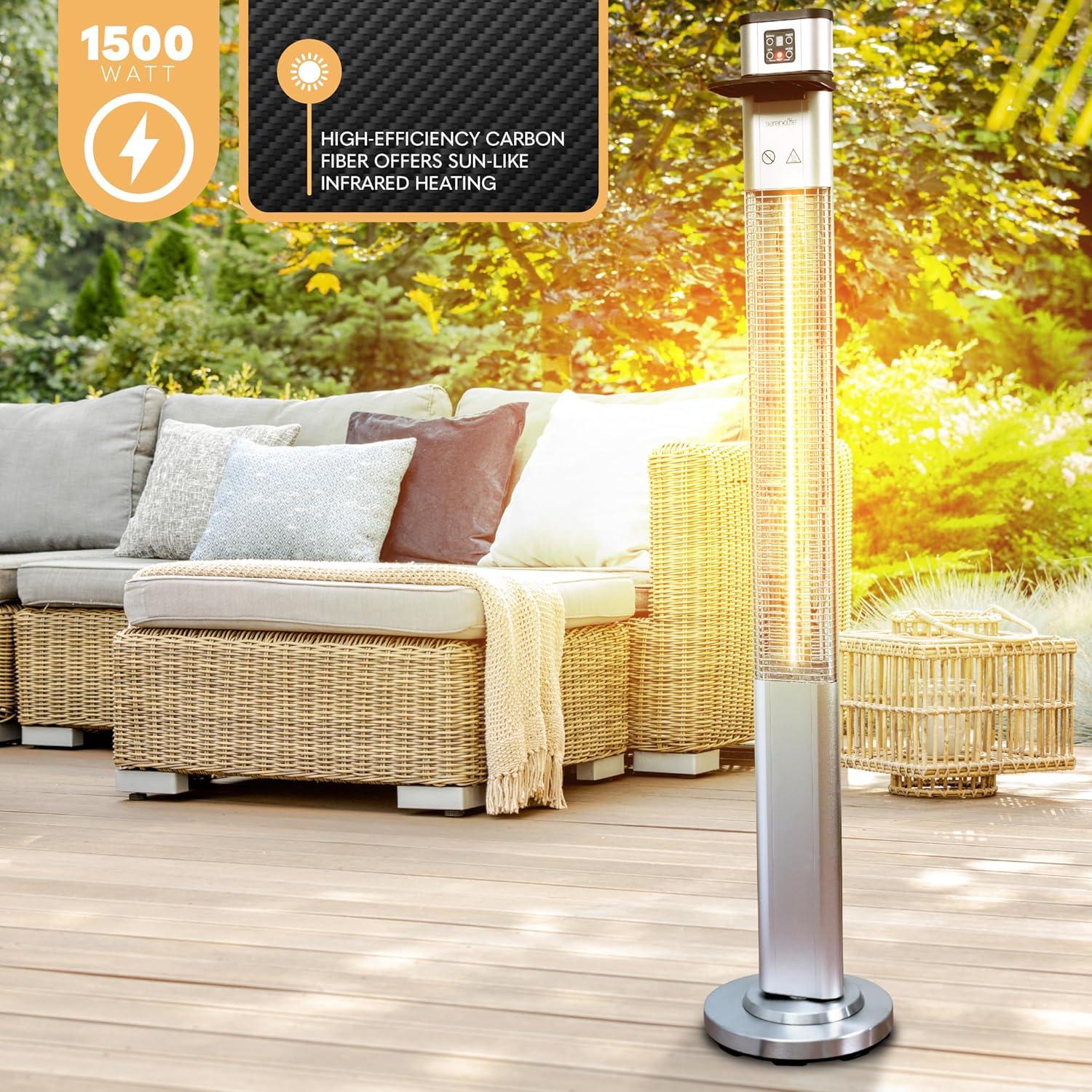 Calentador de Patio Eléctrico SereneLife 1500W con Control Remoto