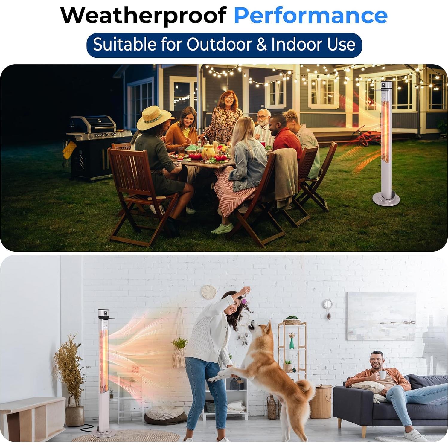 Calentador de Patio Eléctrico SereneLife 1500W con Control Remoto