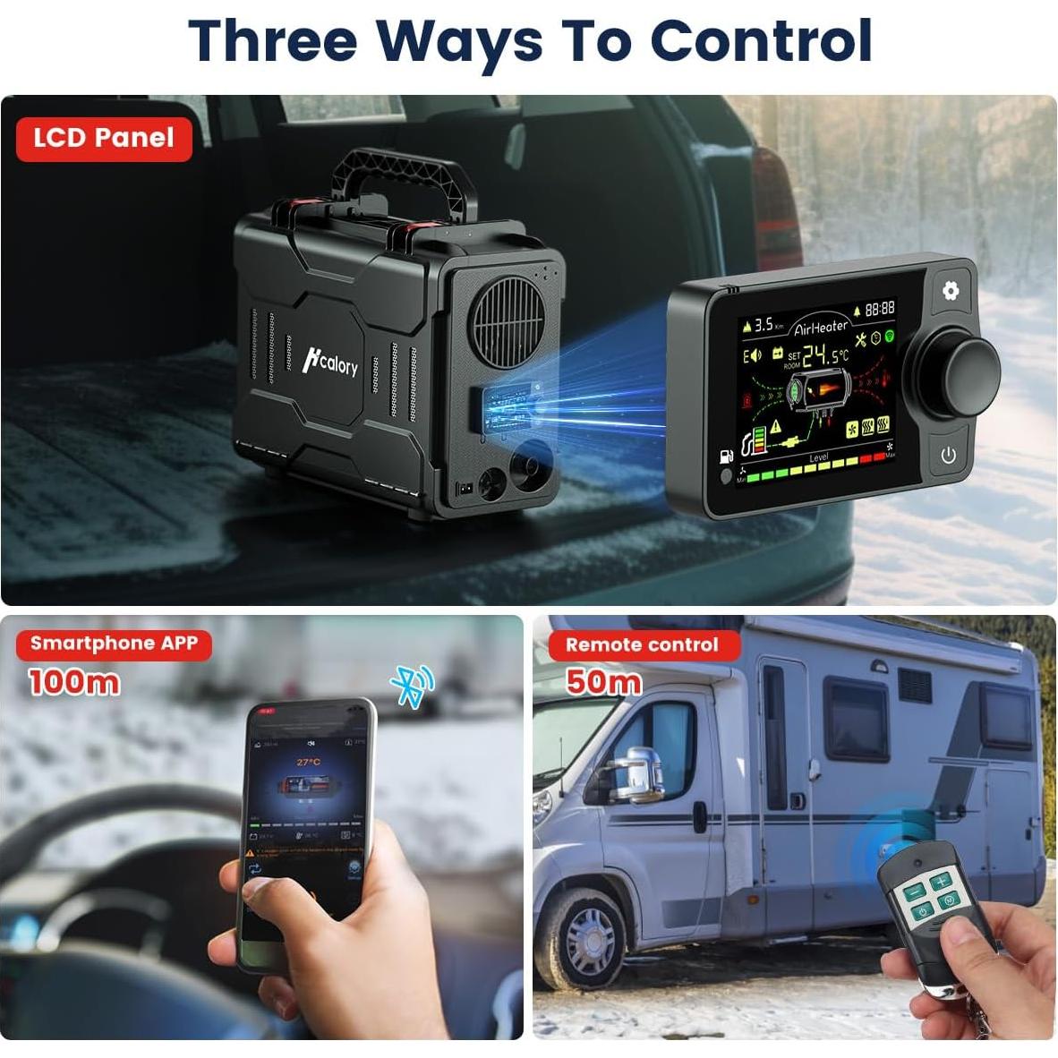 Calentador de Aire Diésel Portátil HCALORY 12V 5KW Bluetooth