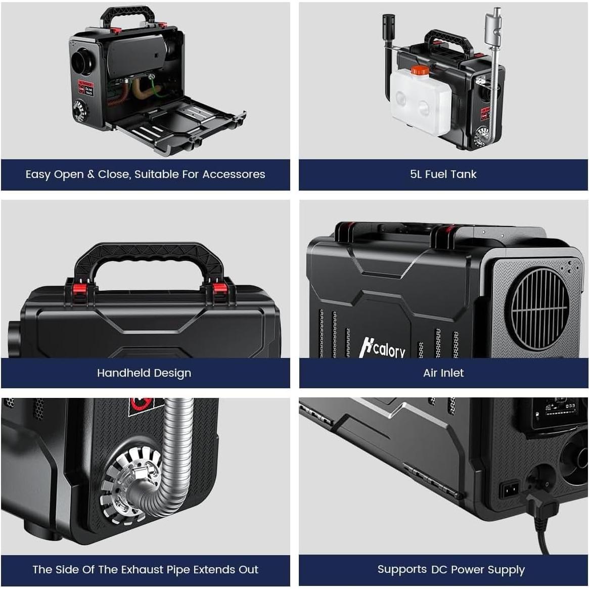 Calentador de Aire Diésel Portátil HCALORY 12V 5KW Bluetooth