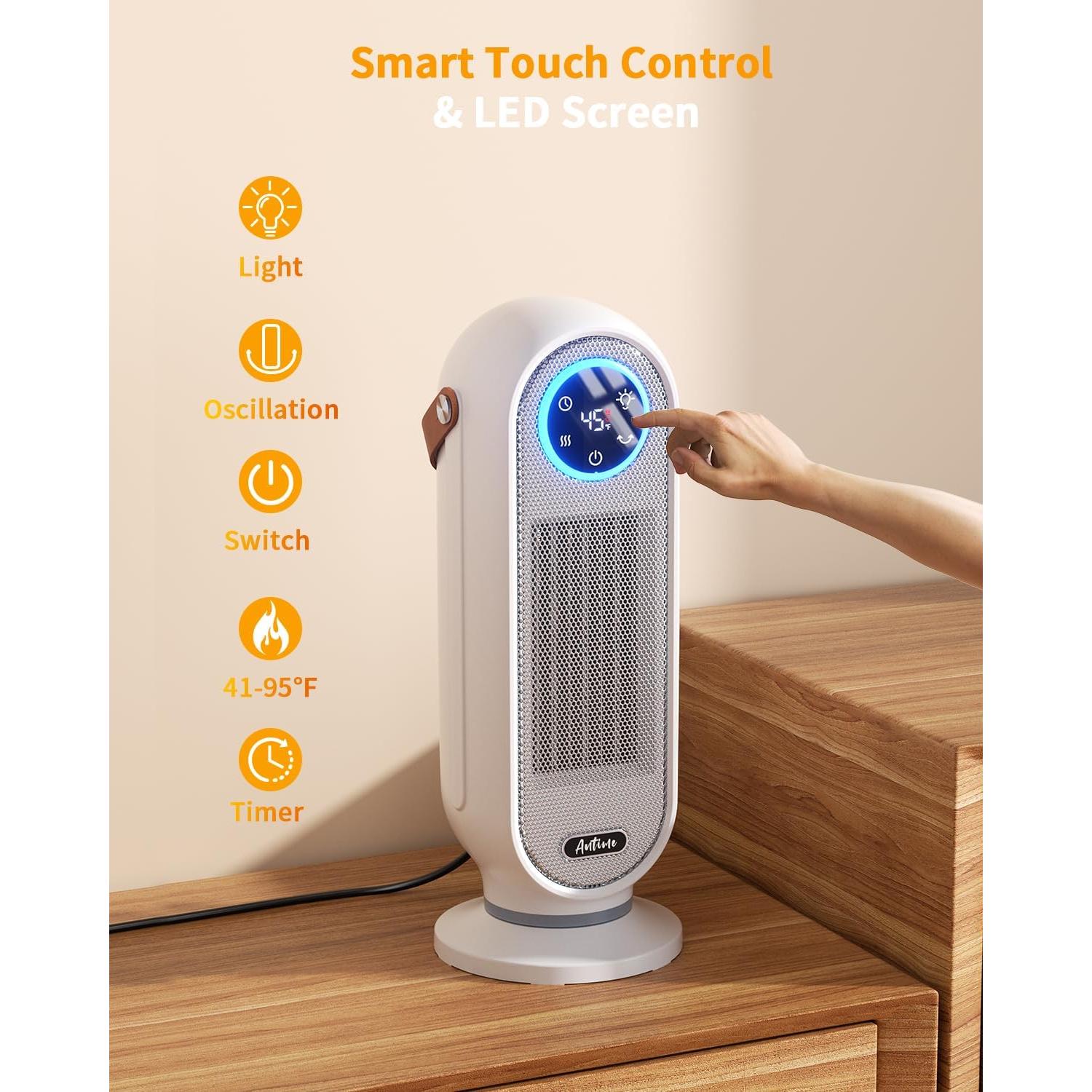 Calentador Eléctrico Portátil Antime 1500W Oscilante 90°