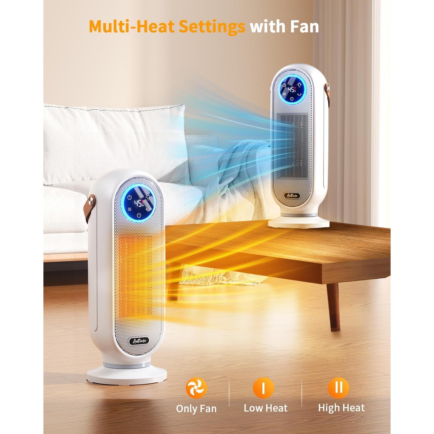 Calentador Eléctrico Portátil Antime 1500W Oscilante 90°