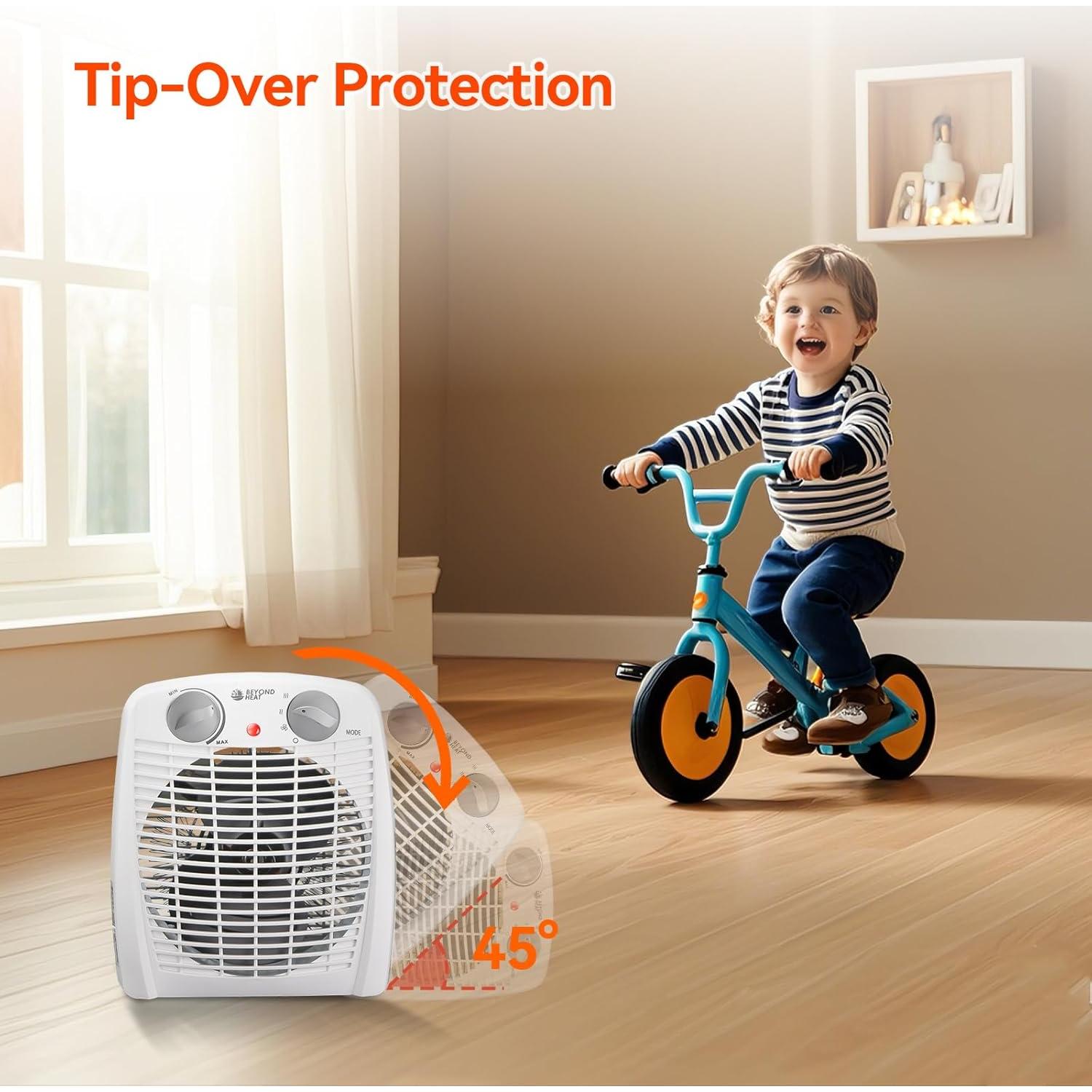 Portable Space Heater, 1500W Small Fan Heater with Adjustable Thermostat Overheat Protection, Ideal for Desktop, Bedroom, Office