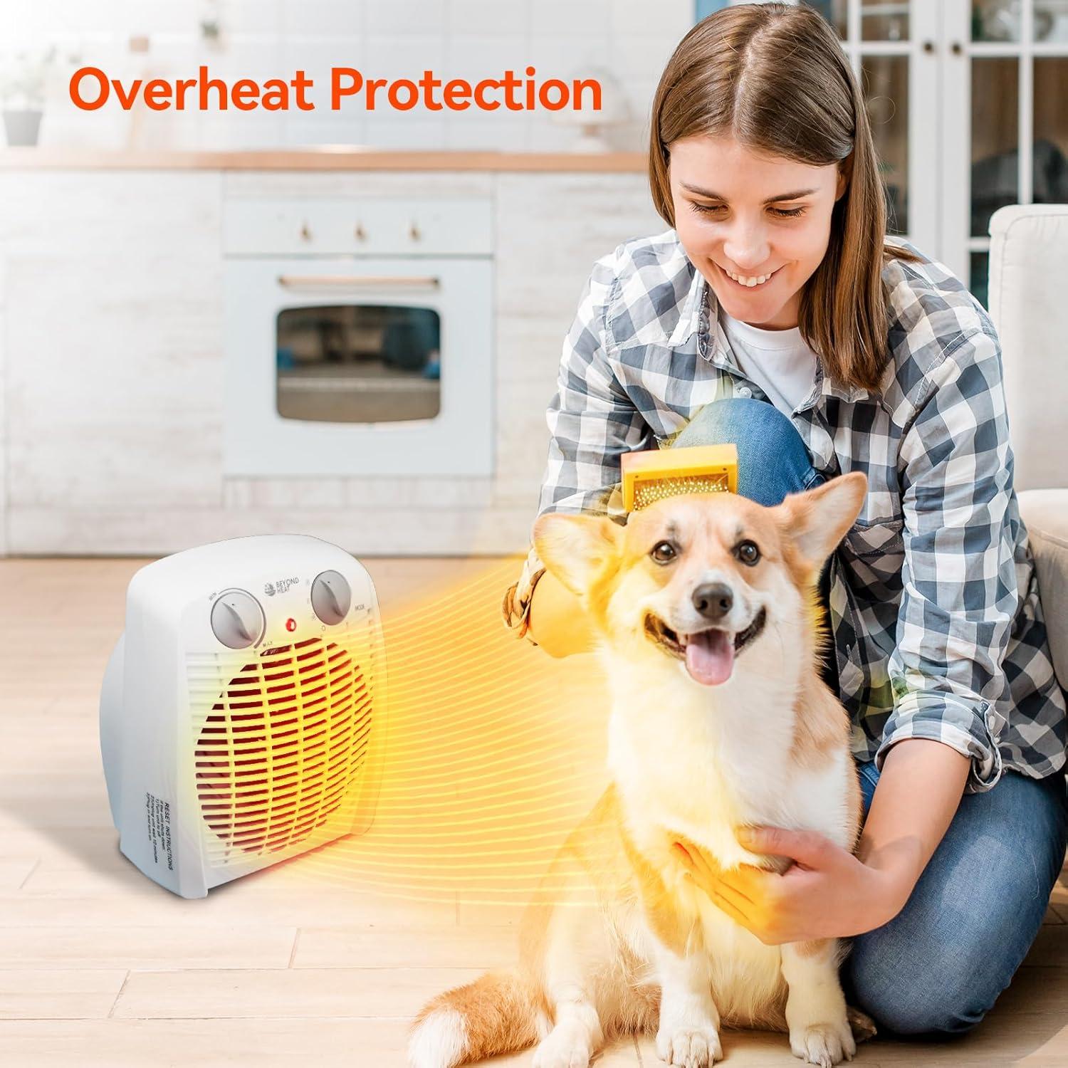 Portable Space Heater, 1500W Small Fan Heater with Adjustable Thermostat Overheat Protection, Ideal for Desktop, Bedroom, Office