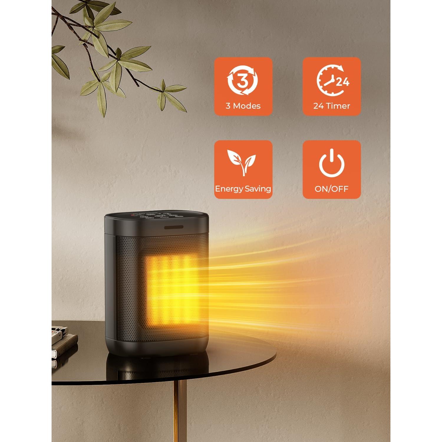 Calentador Eléctrico Oprunsy PTC 1500W con Termostato Digital