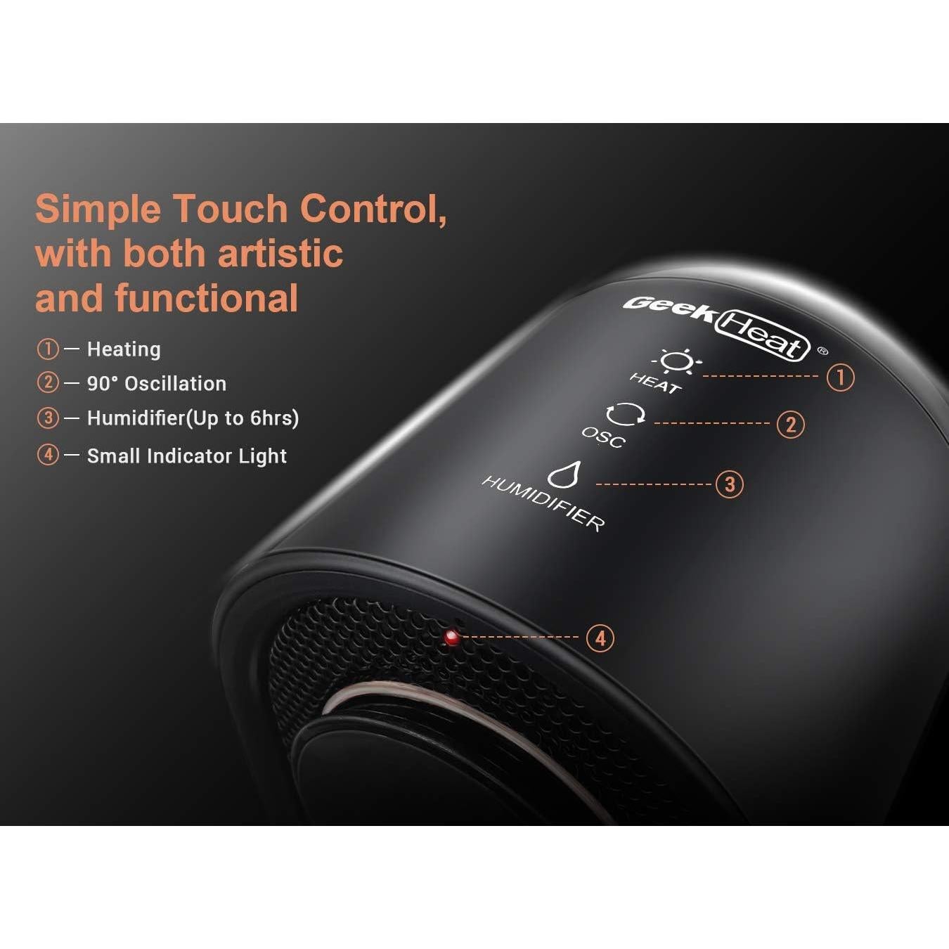 Calentador Eléctrico Portátil Geek Heat con Humidificador 3 en 1