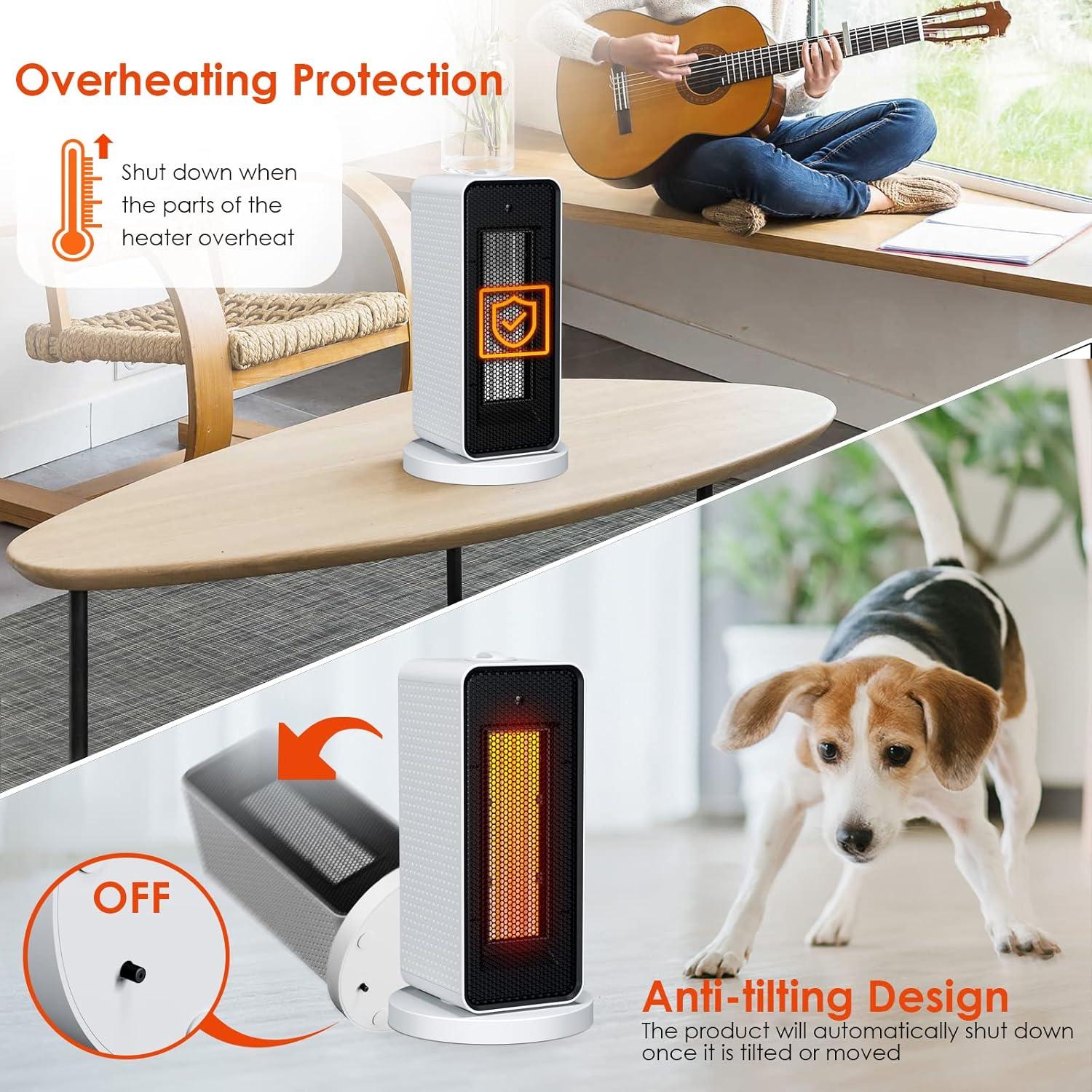 Calentador Eléctrico Portátil Qoosea Cerámico Oscilante 1500W