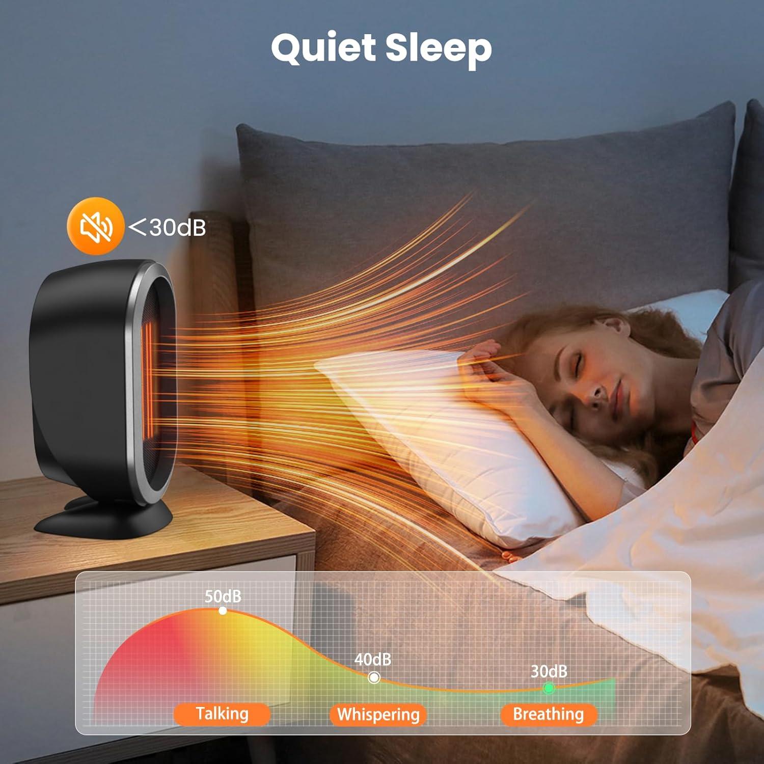 Space Heater, Space Heaters for Indoor Use, Portable Heater PTC Fast Heating Safe Quiet Ceramic Heater, Electric Heater with Thermostat, Small Space Heater for Office Desk Bathroom Bedroom