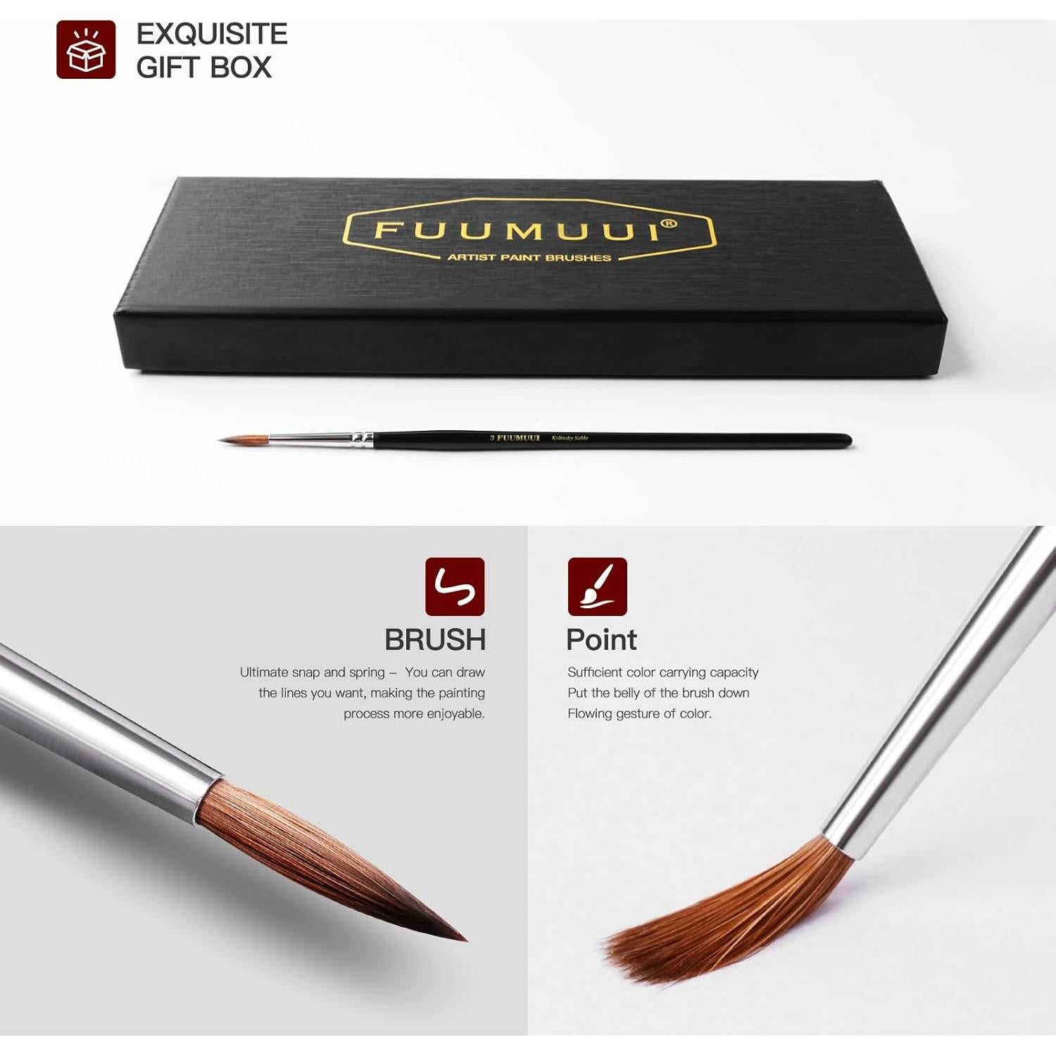 Pinceles de Pintura Fuumuui 5pcs Kolinsky Sable Detalle