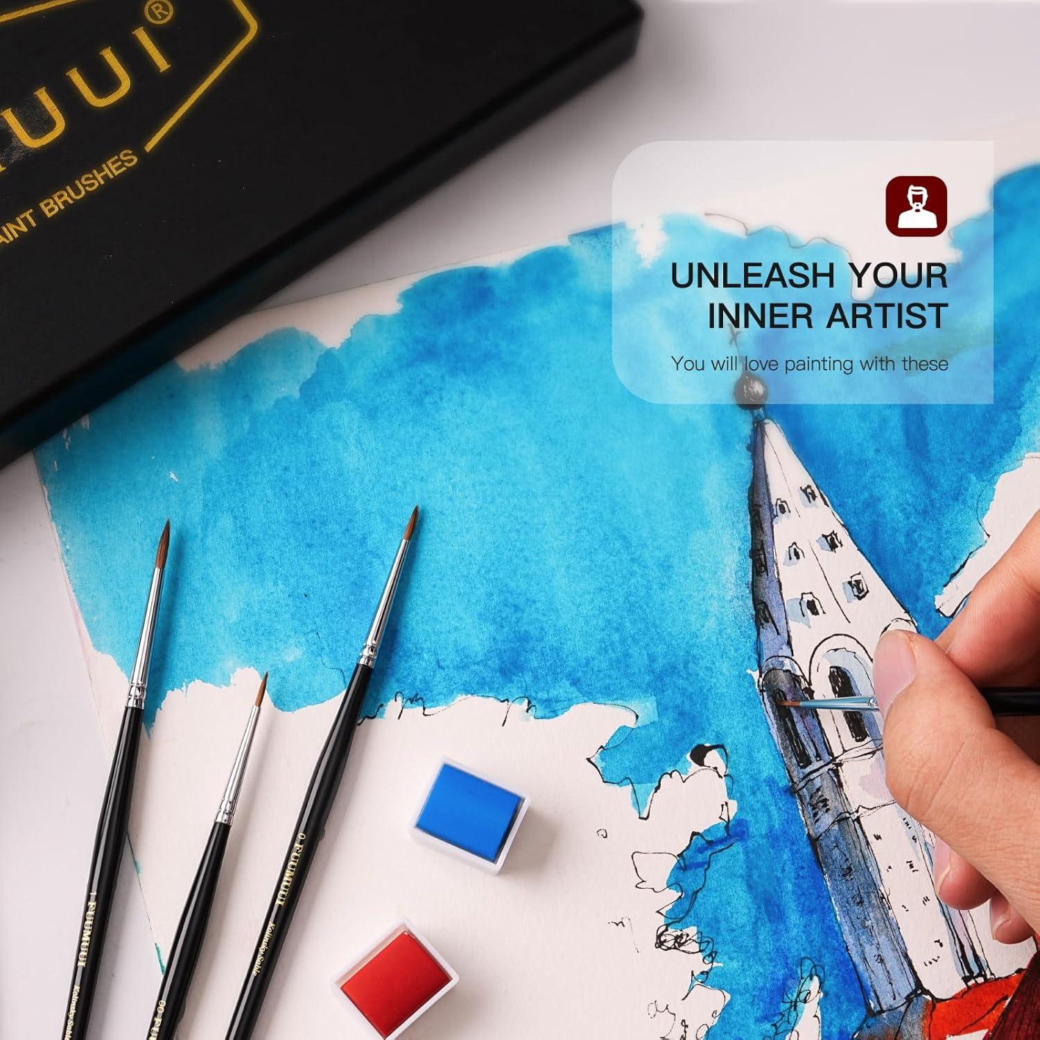 Pinceles de Pintura Fuumuui 5pcs Kolinsky Sable Detalle