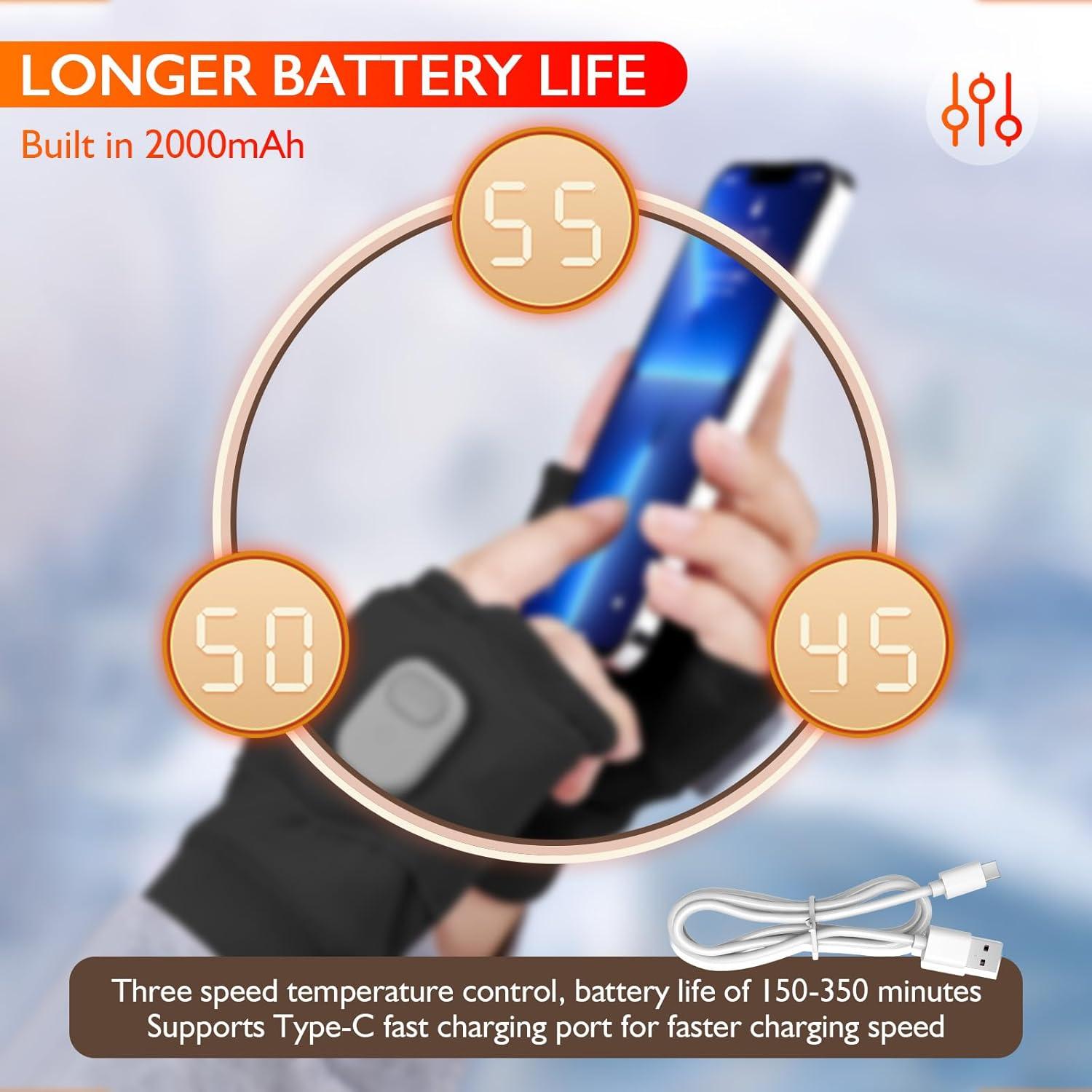 Guantes Calentados Recargables para Mujeres Putyhet - Negro