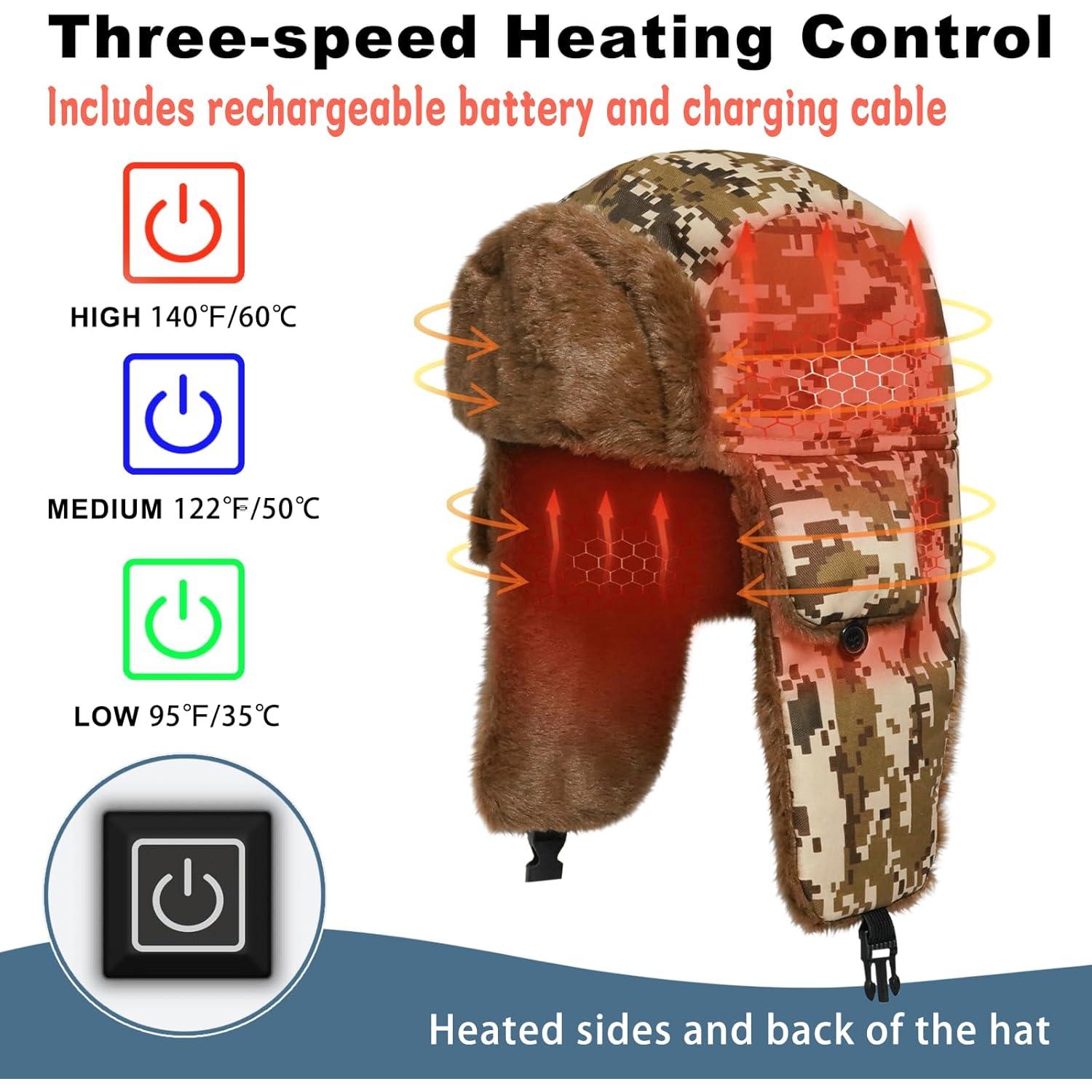 Gorro Trapper Calentado Eléctrico Camuflaje 57.9 cm