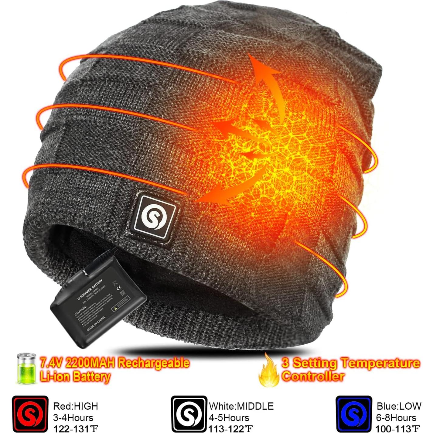 Gorro Térmico Calentado Sun Will Eléctrico Recargable Gris