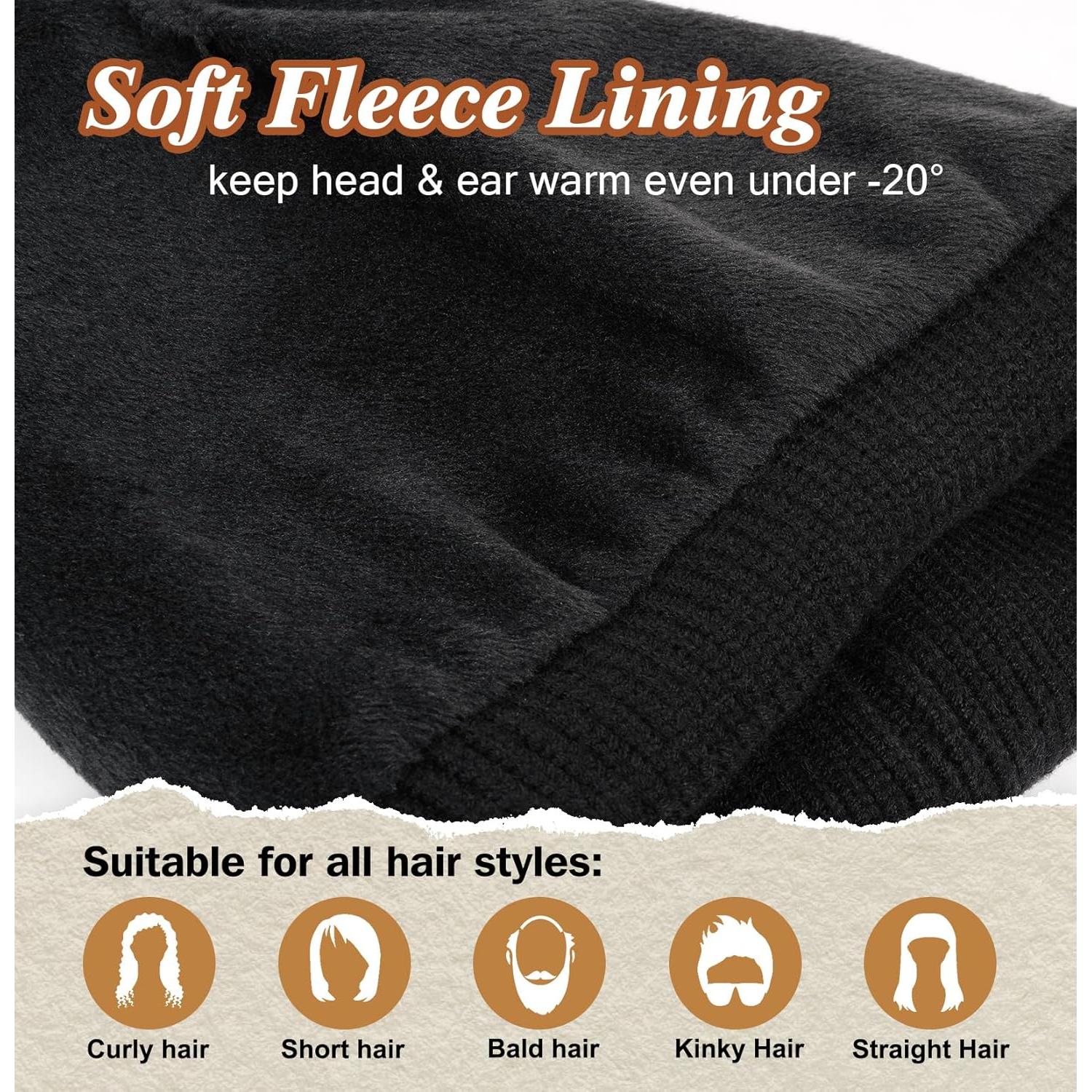 Gorro de Invierno con Luz LED YunTuo Cargable USB Negro