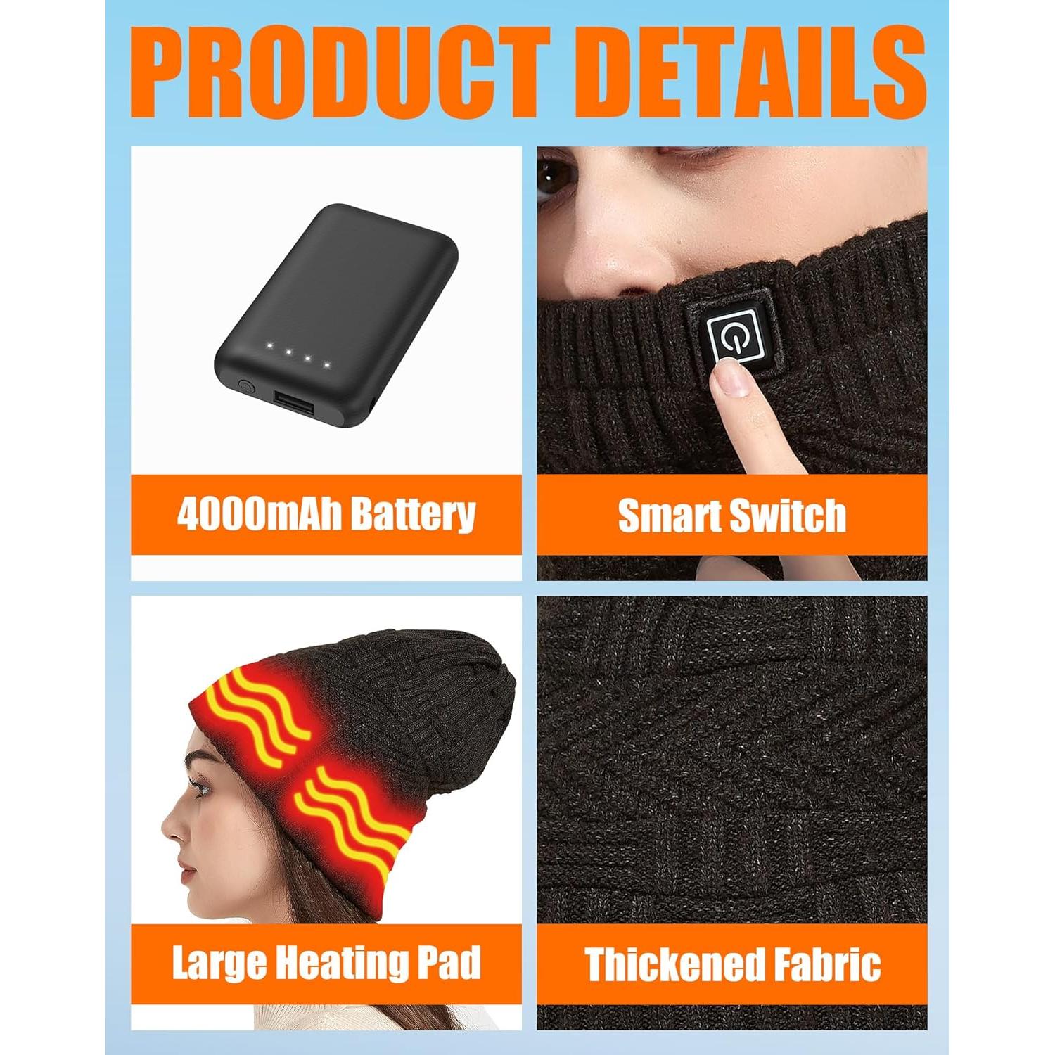 Gorro y Bufanda Calentados Unisex R-TAX RTX-DR08 4000mAh