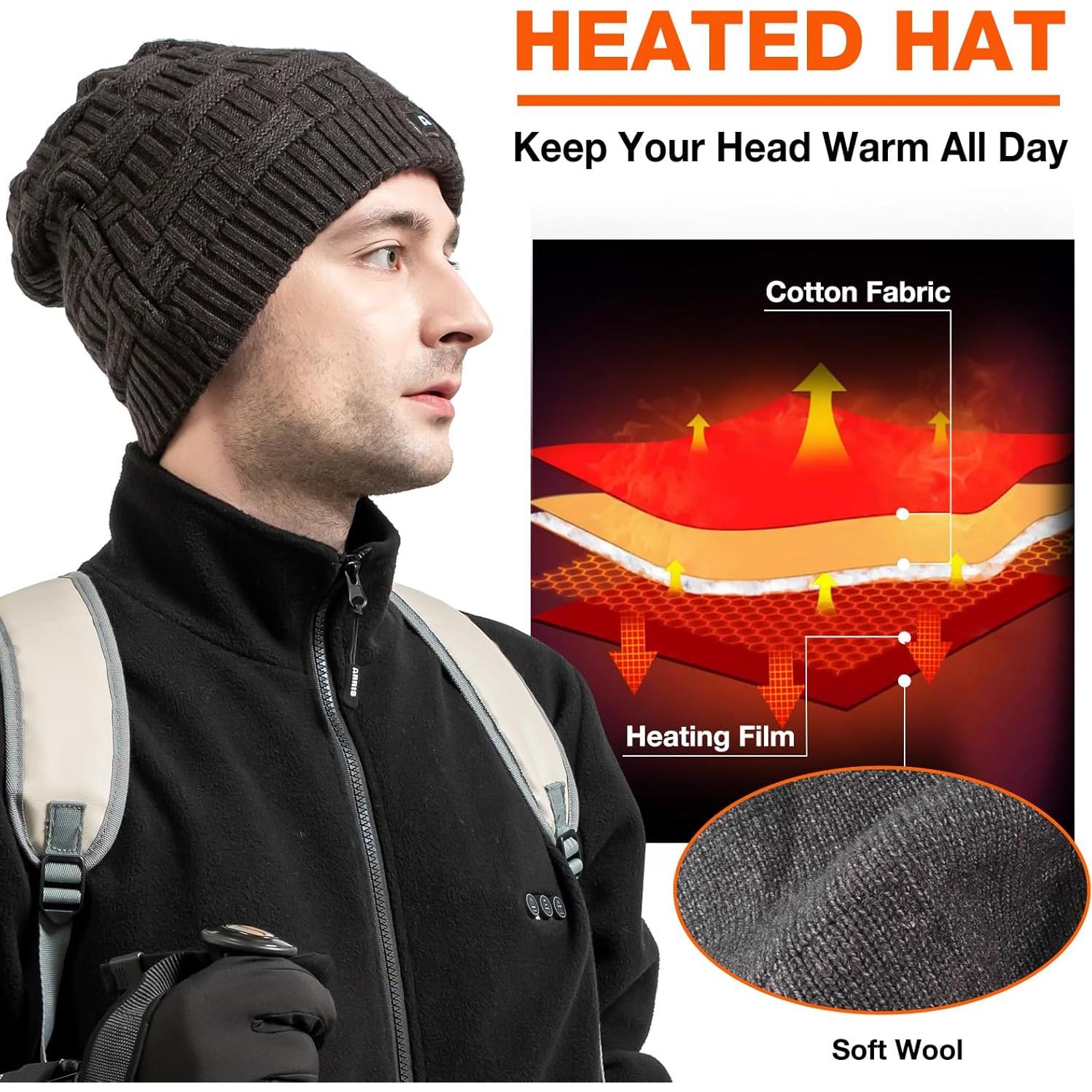 Gorro Calentado por Batería ARRIS Unisex Gris para Invierno