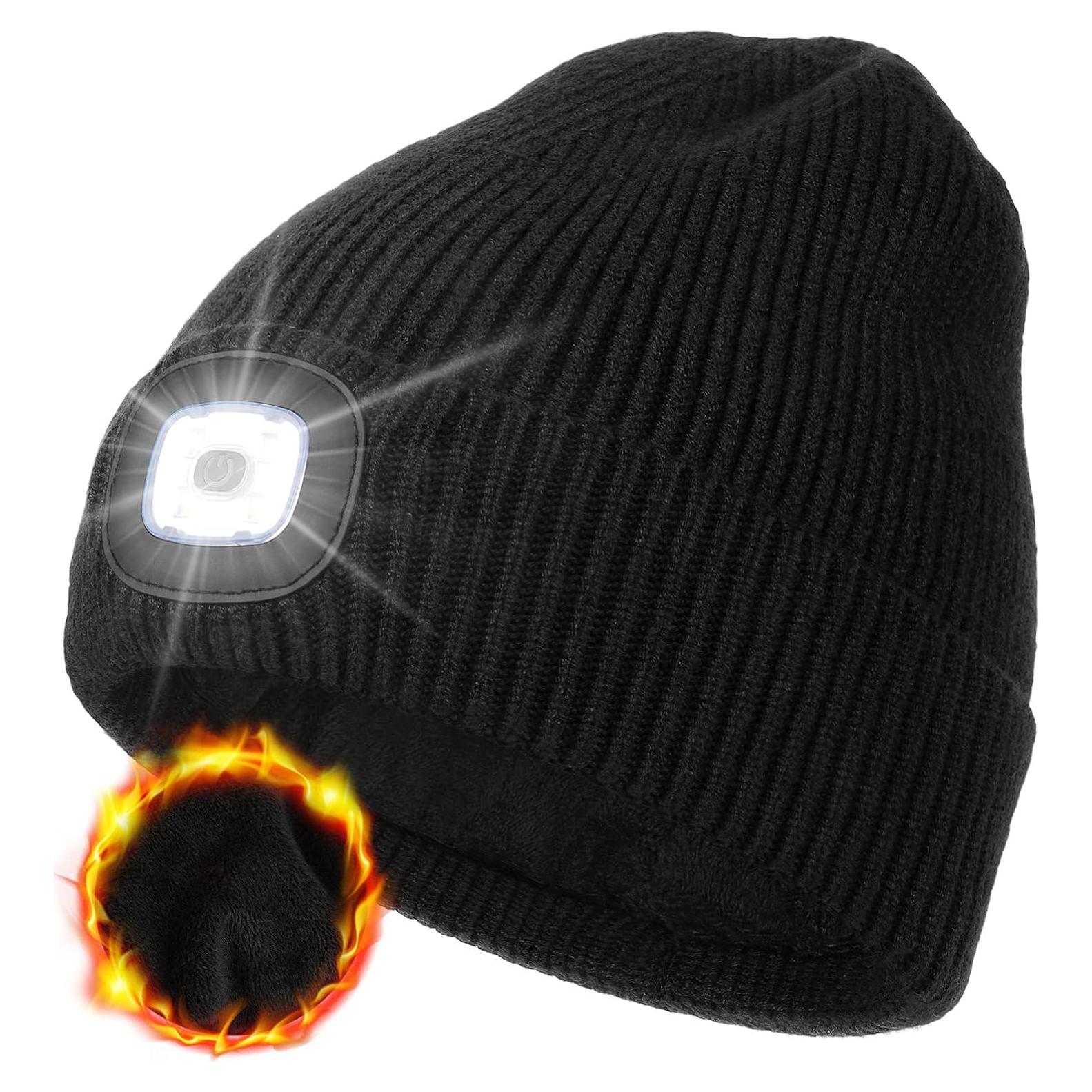 Gorro de Forro Polar MELASA con LED Recargable USB Negro