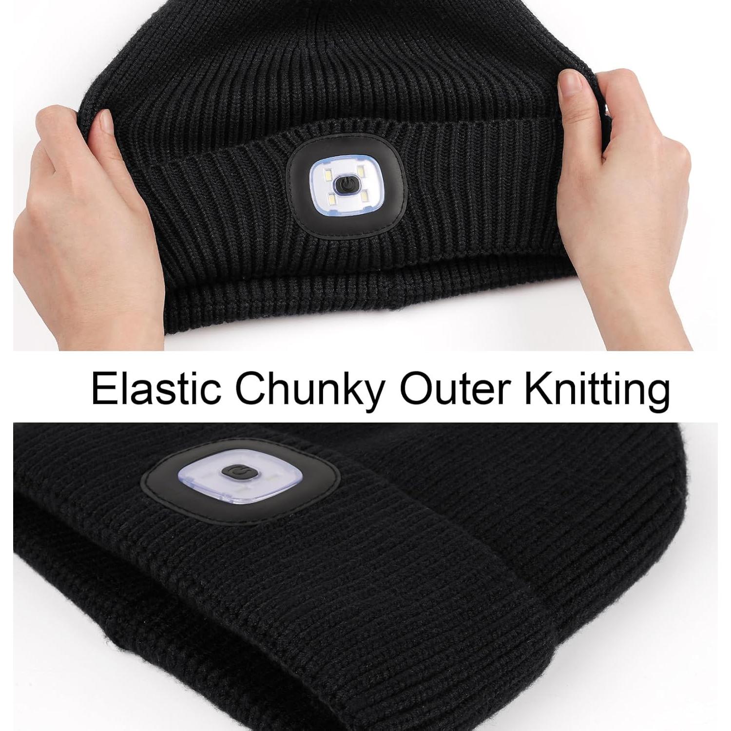 Gorro de Forro Polar MELASA con LED Recargable USB Negro