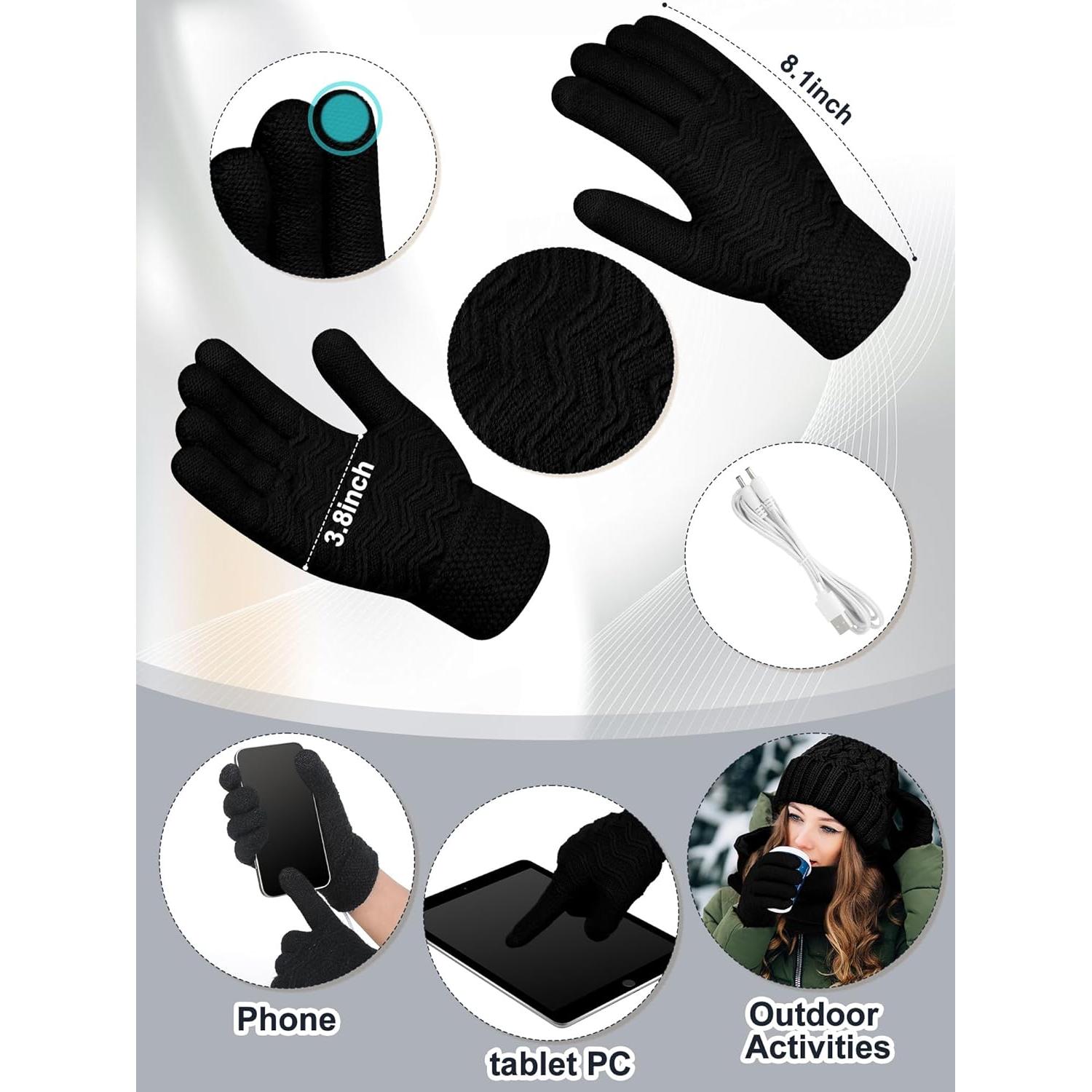 Conjunto Calentado USB: Gorro, Bufanda y Guantes Cutecrop