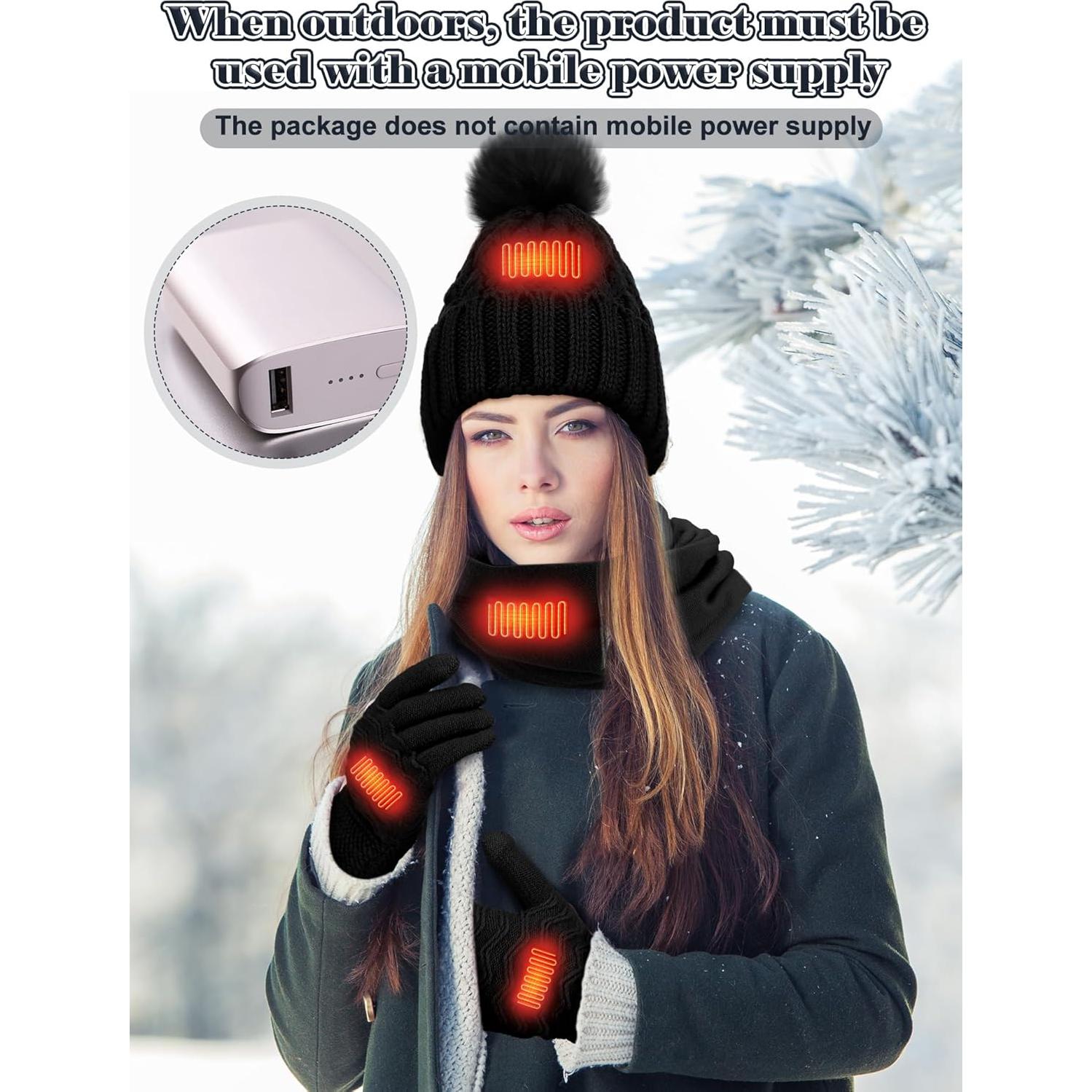 Conjunto Calentado USB: Gorro, Bufanda y Guantes Cutecrop