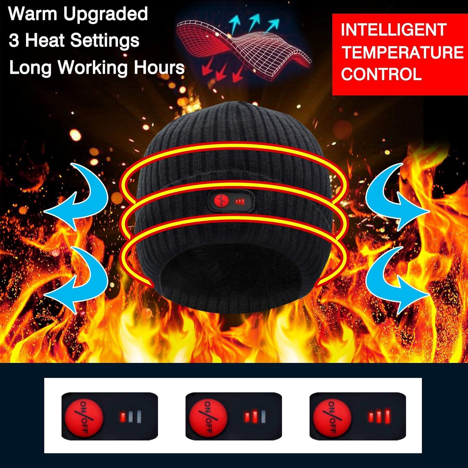 Gorro Calentado Autocastle 7.4V Unisex Negro 3 Niveles