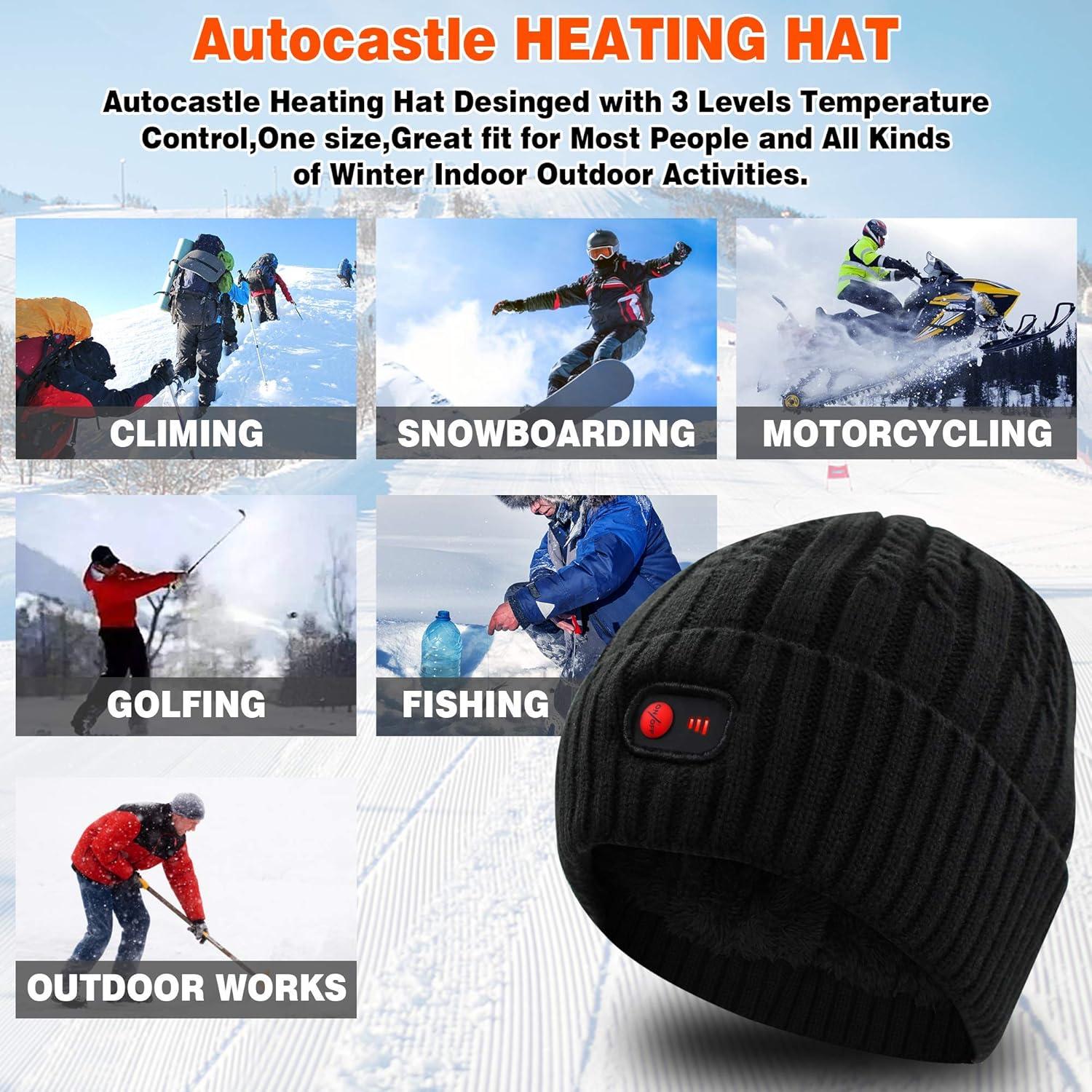 Gorro Calentado Autocastle 7.4V Unisex Negro 3 Niveles